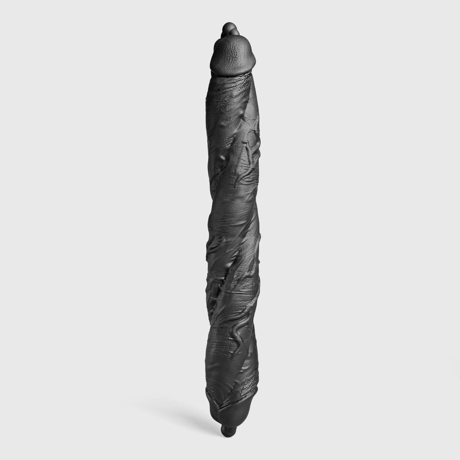GreedyCluster DP TWIN twin-ended silicone dildo, Charcoal black