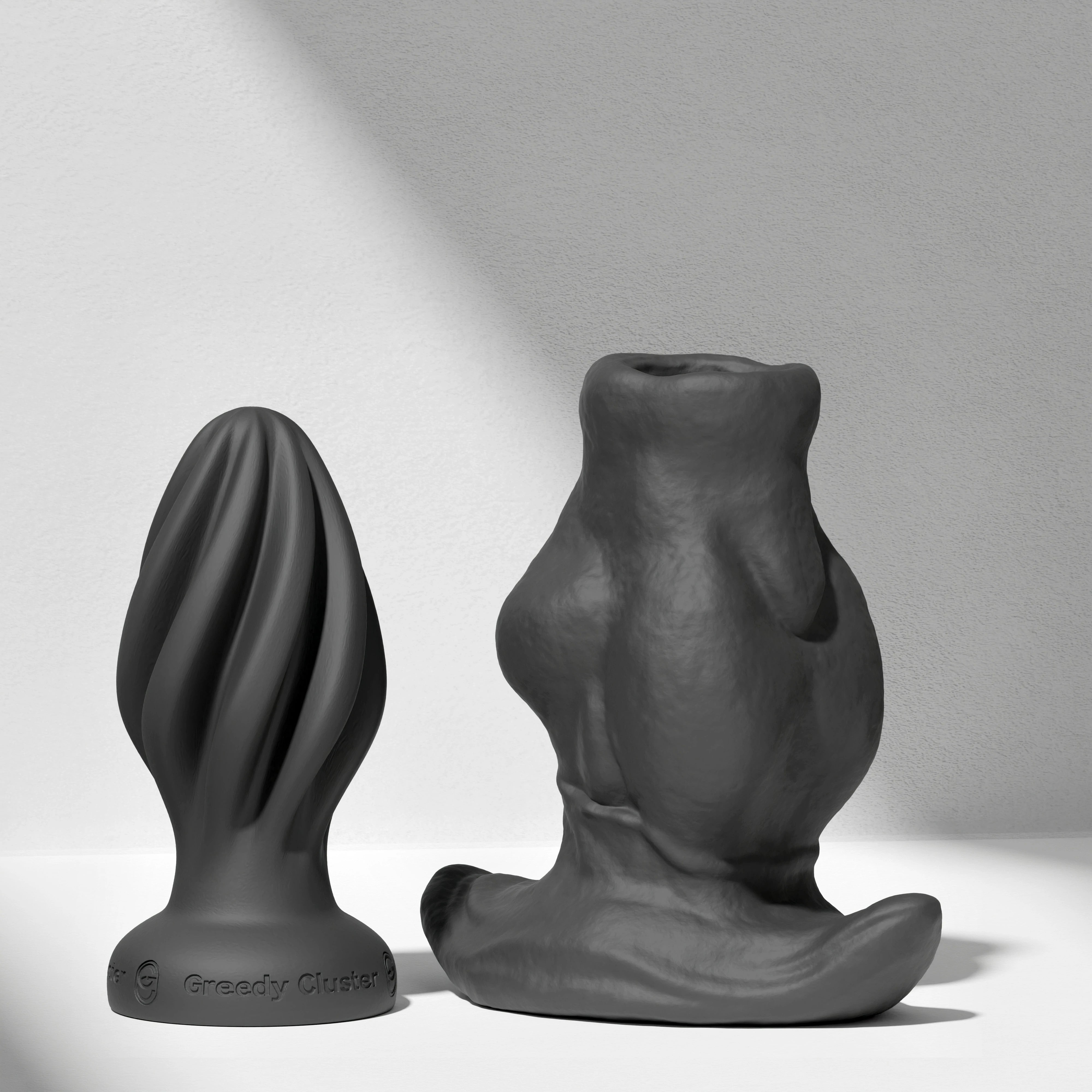 GreedyCluster GREEDYHOLE COMBO SET hollow silicone butt plug set in Charcoal