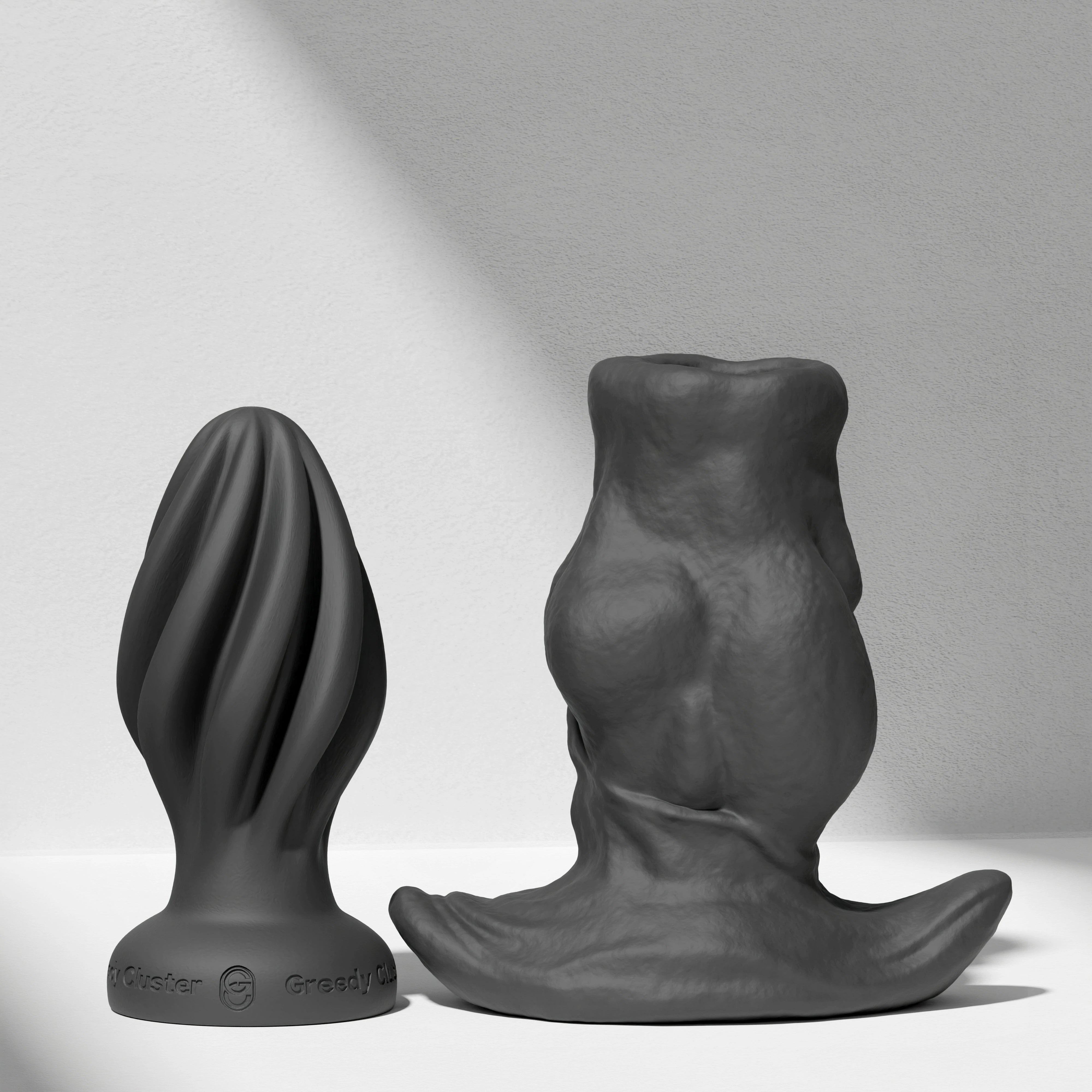 GreedyCluster GREEDYHOLE COMBO SET hollow silicone butt plug set in Charcoal