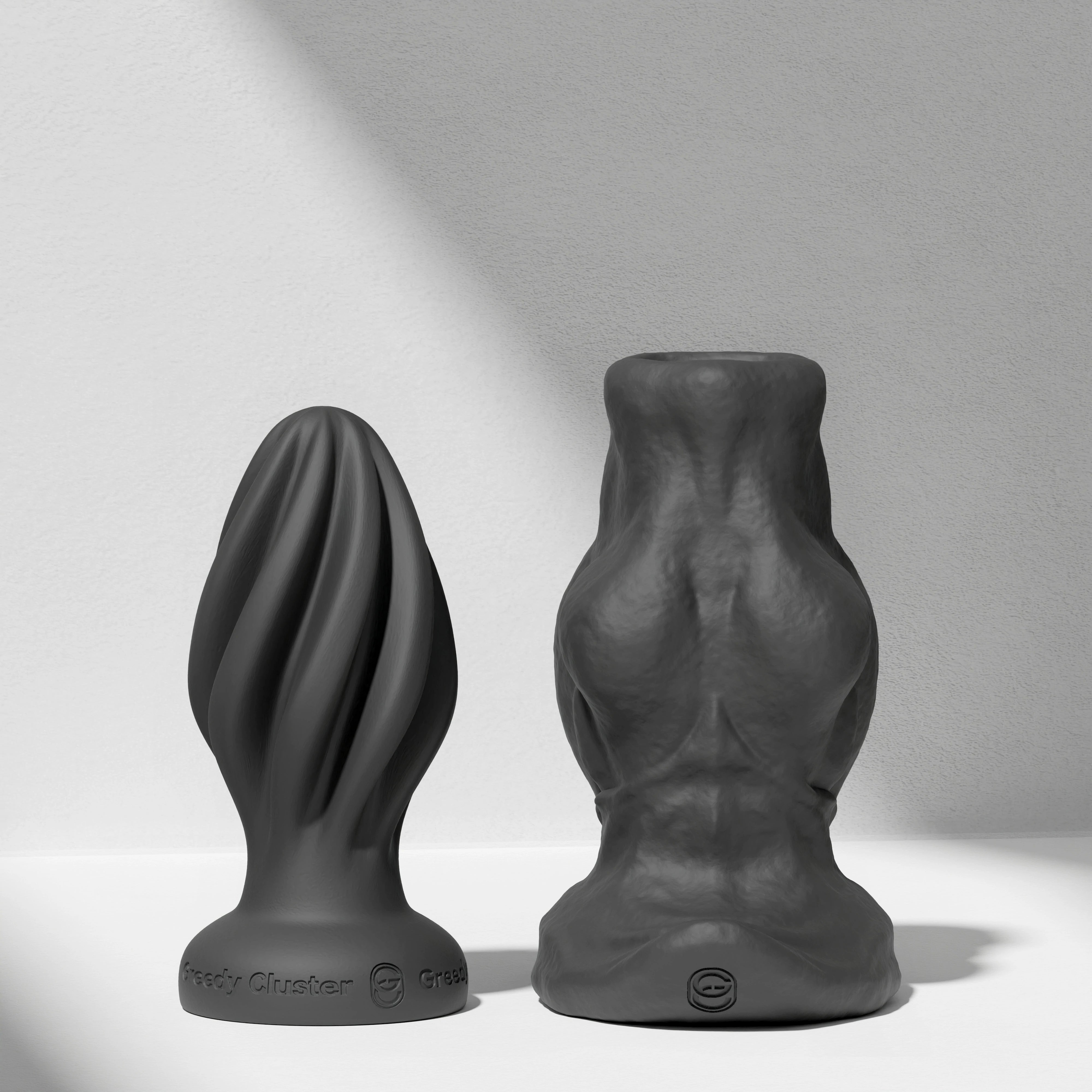 GreedyCluster GREEDYHOLE COMBO SET hollow silicone butt plug set in Charcoal