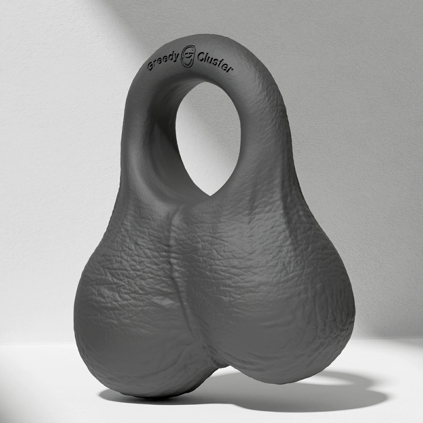 GreedyCluster O-RING 02 platinum silicone cock ring with balls, Charcoal black