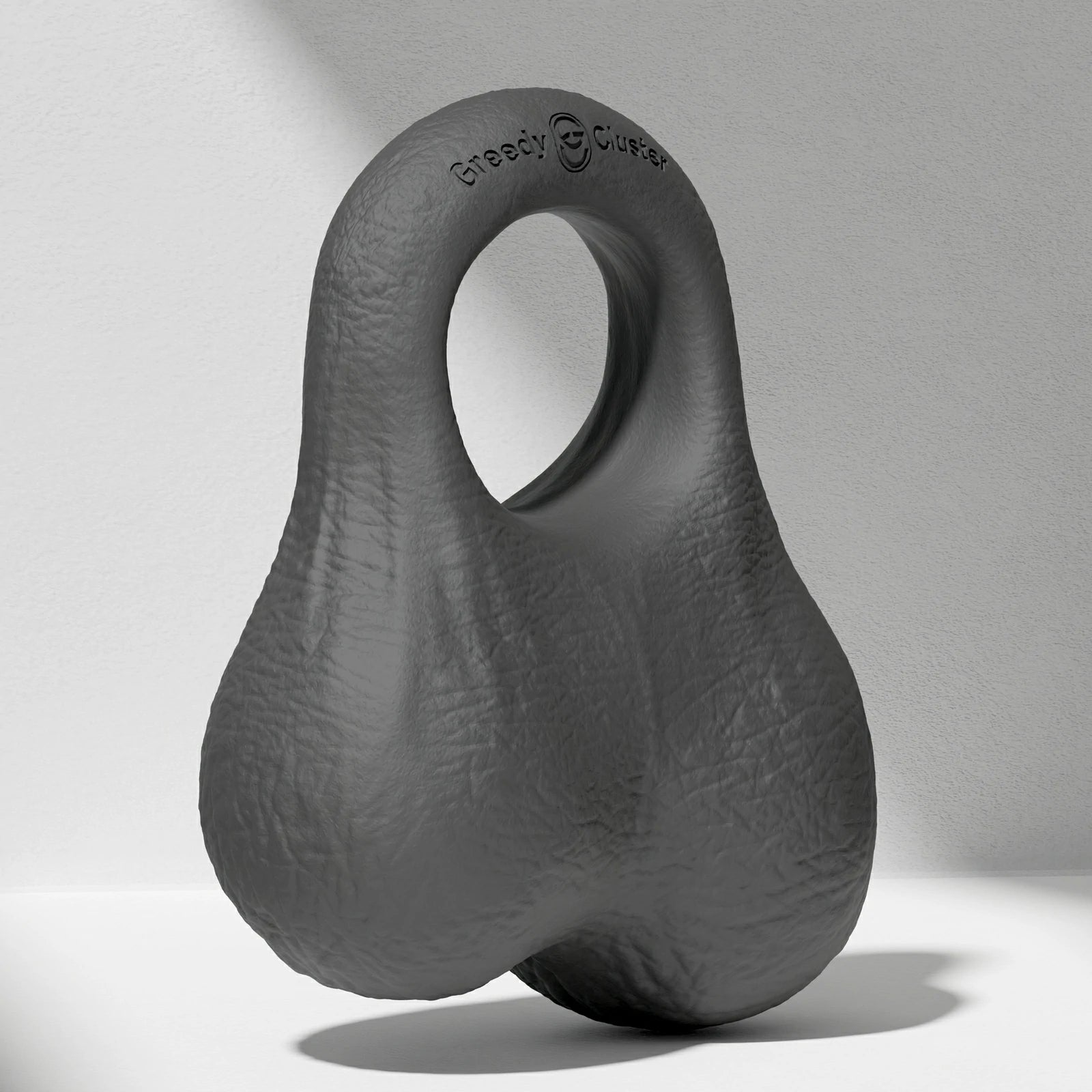 GreedyCluster O-RING 02 platinum silicone cock ring with balls, Charcoal black