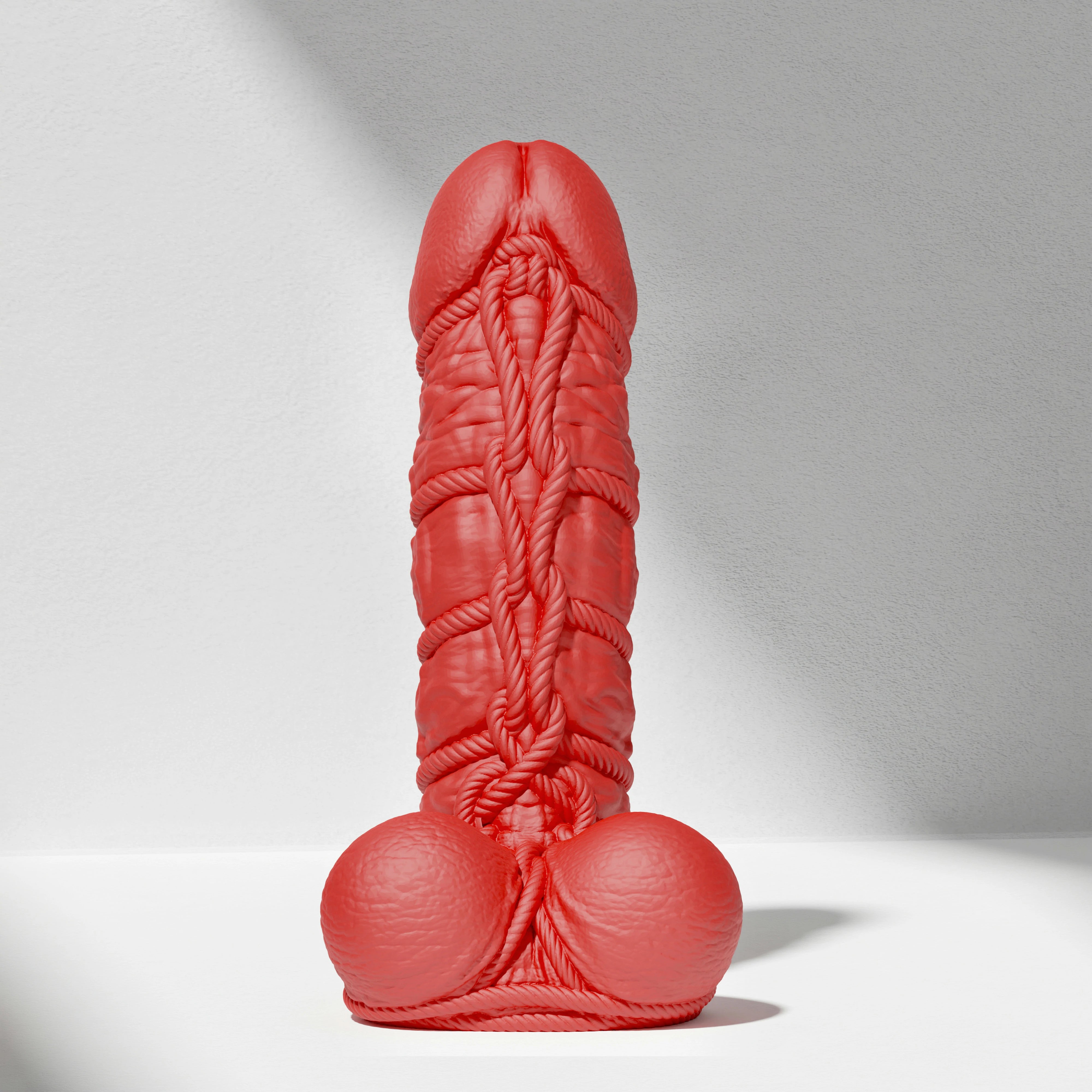 GreedyCluster SHIBARI DILDO rope-textured BDSM silicone dildo in Scarlett