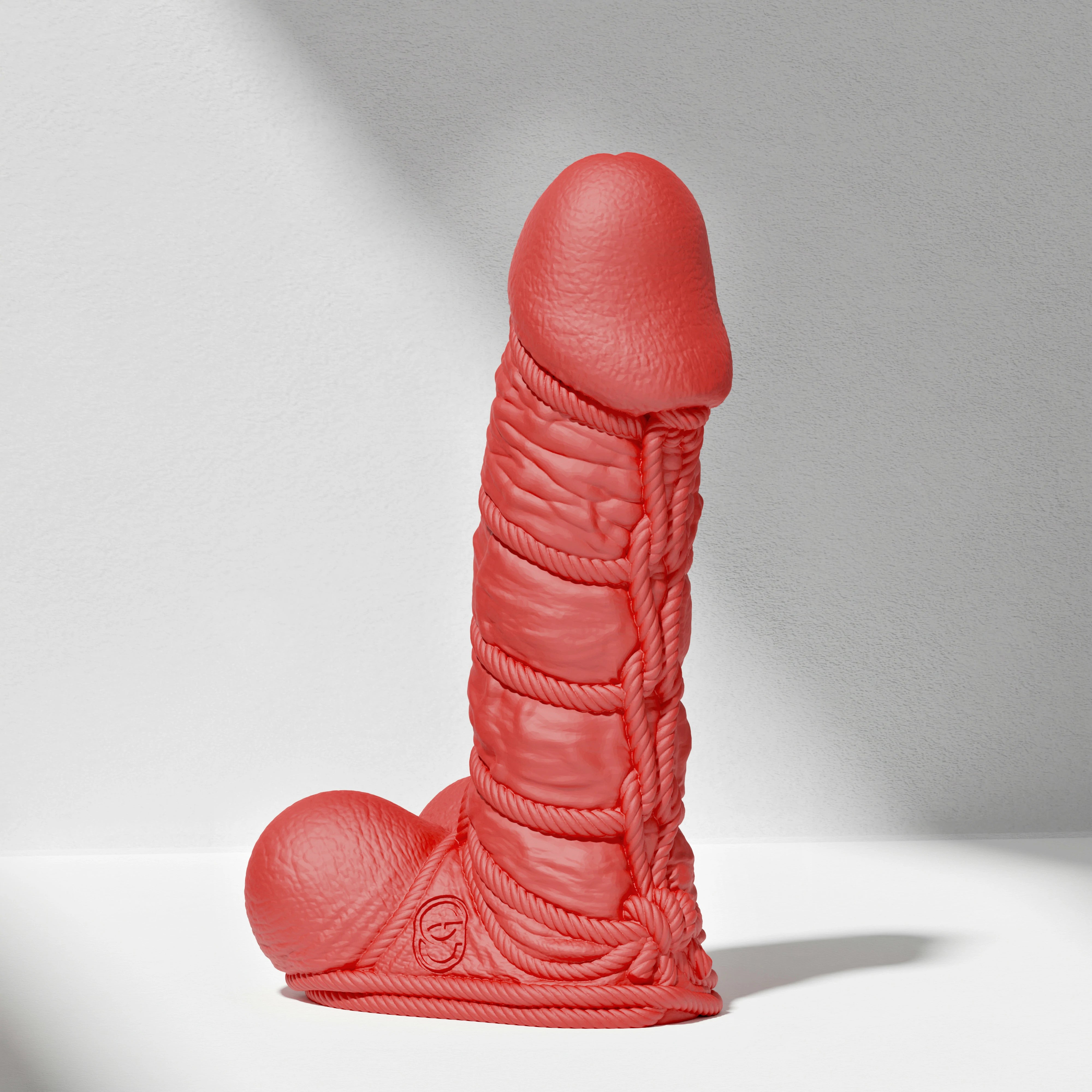 GreedyCluster SHIBARI DILDO rope-textured BDSM silicone dildo in Scarlett
