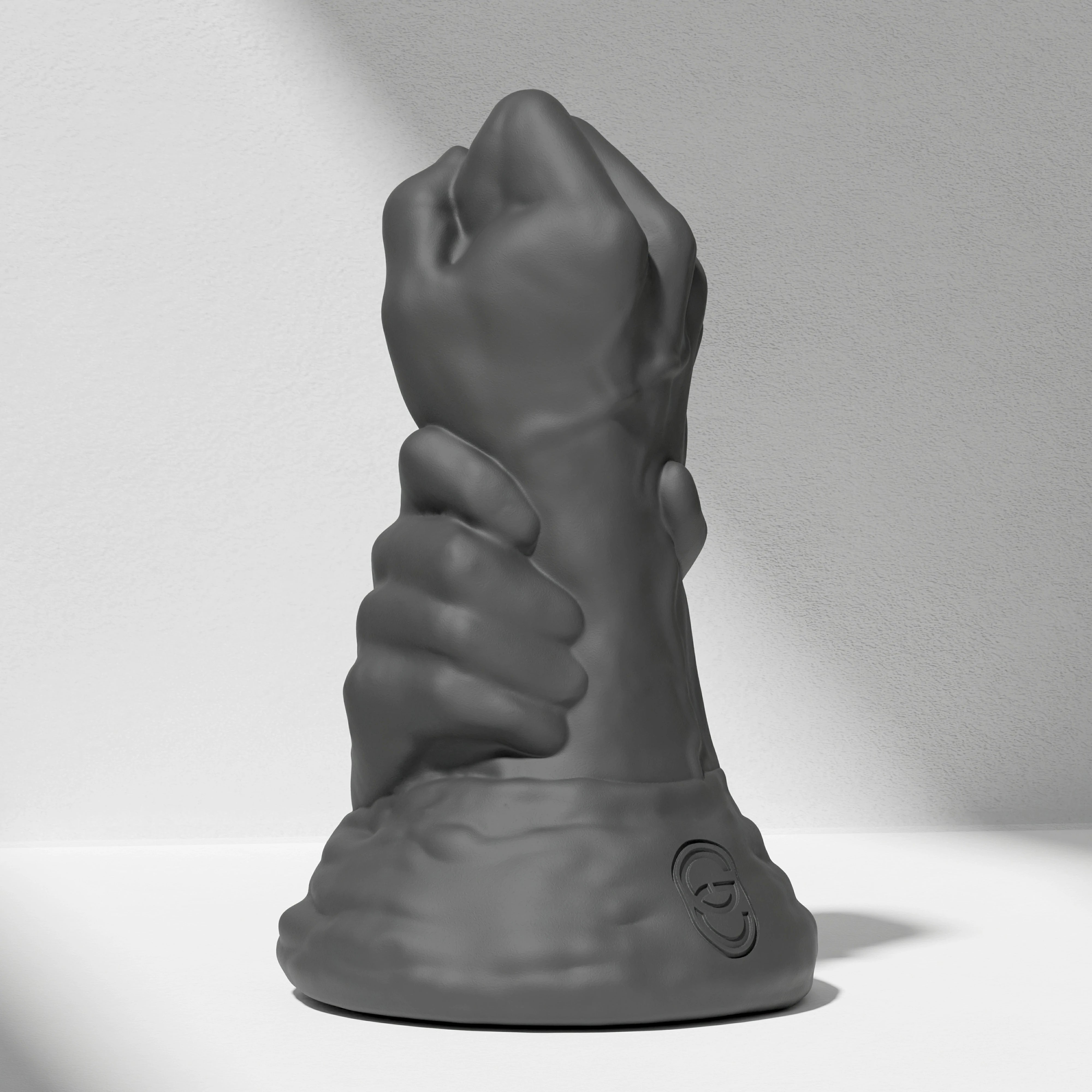GreedyCluster DOUBLE FF DILDO double-fist silicone butt plug, Charcoal black