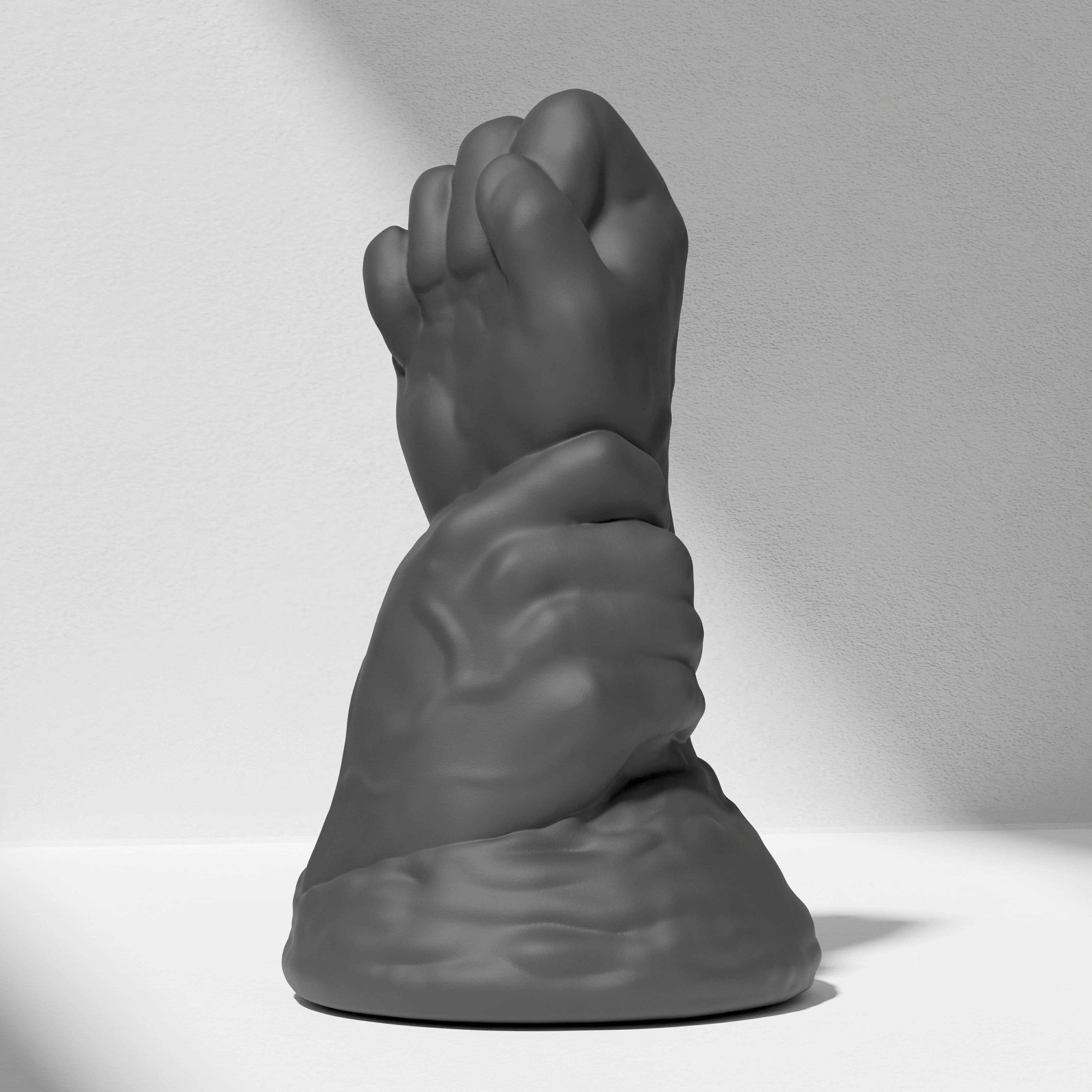 GreedyCluster DOUBLE FF DILDO double-fist silicone butt plug, Charcoal black