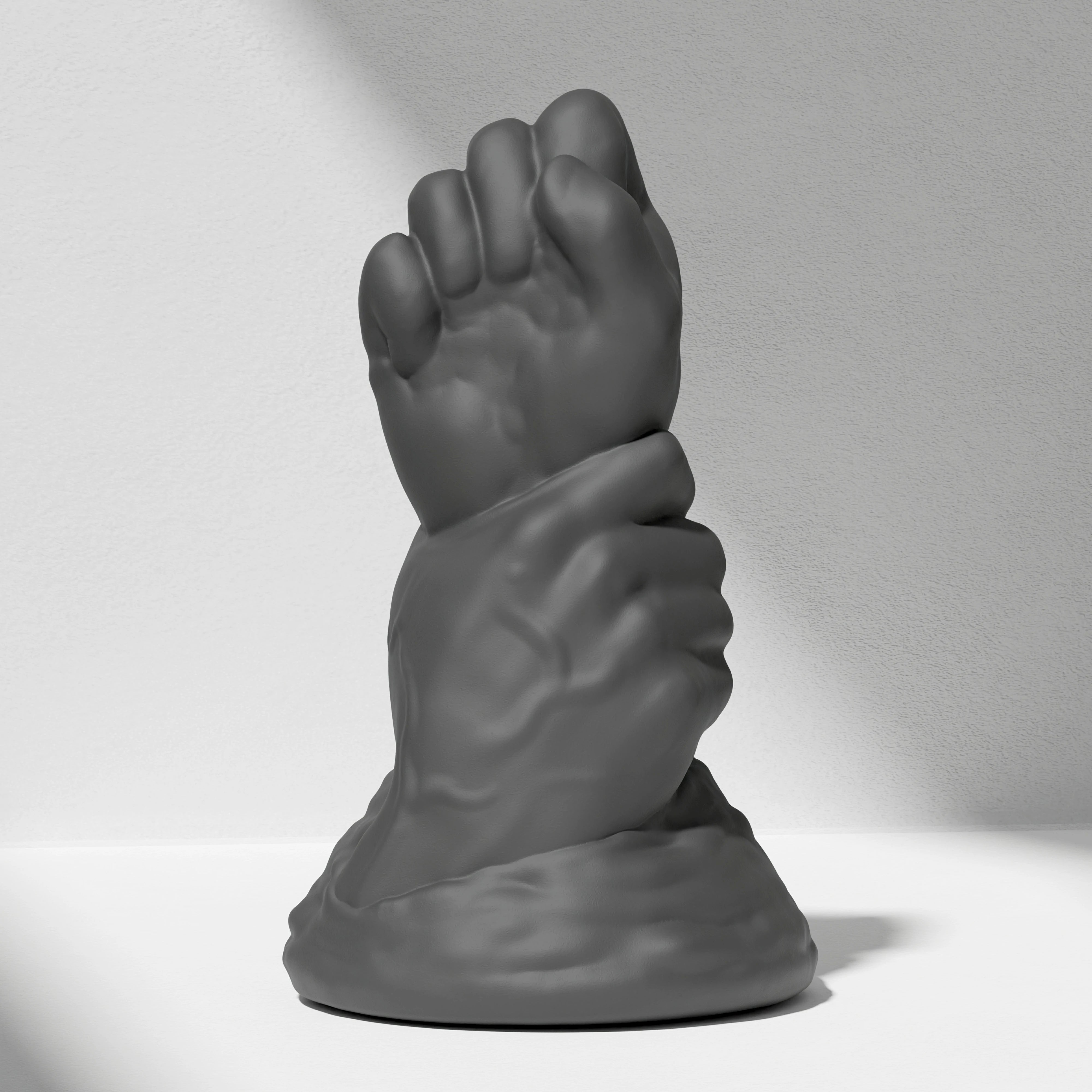 GreedyCluster DOUBLE FF DILDO double-fist silicone butt plug, Charcoal black