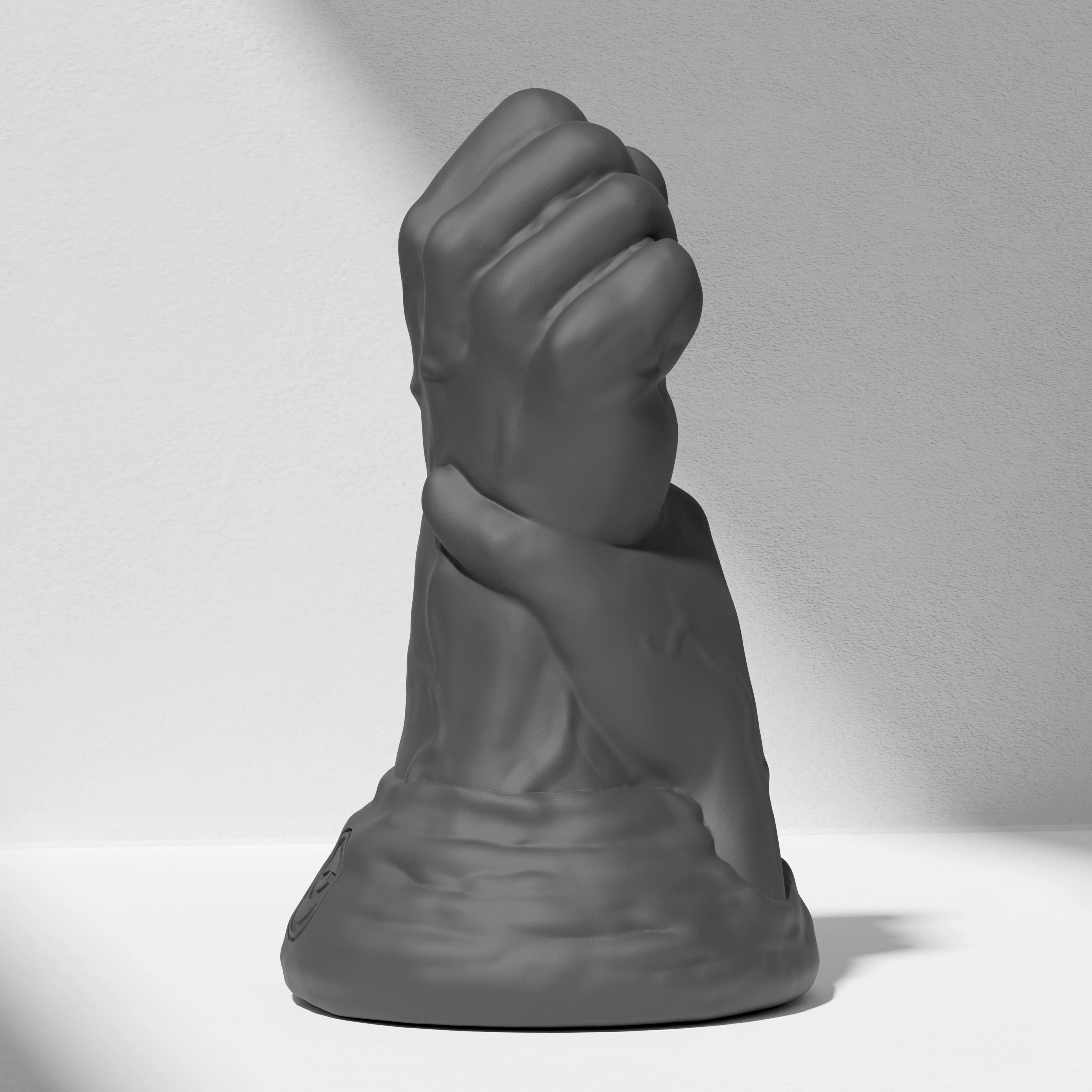 GreedyCluster DOUBLE FF DILDO double-fist silicone butt plug, Charcoal black