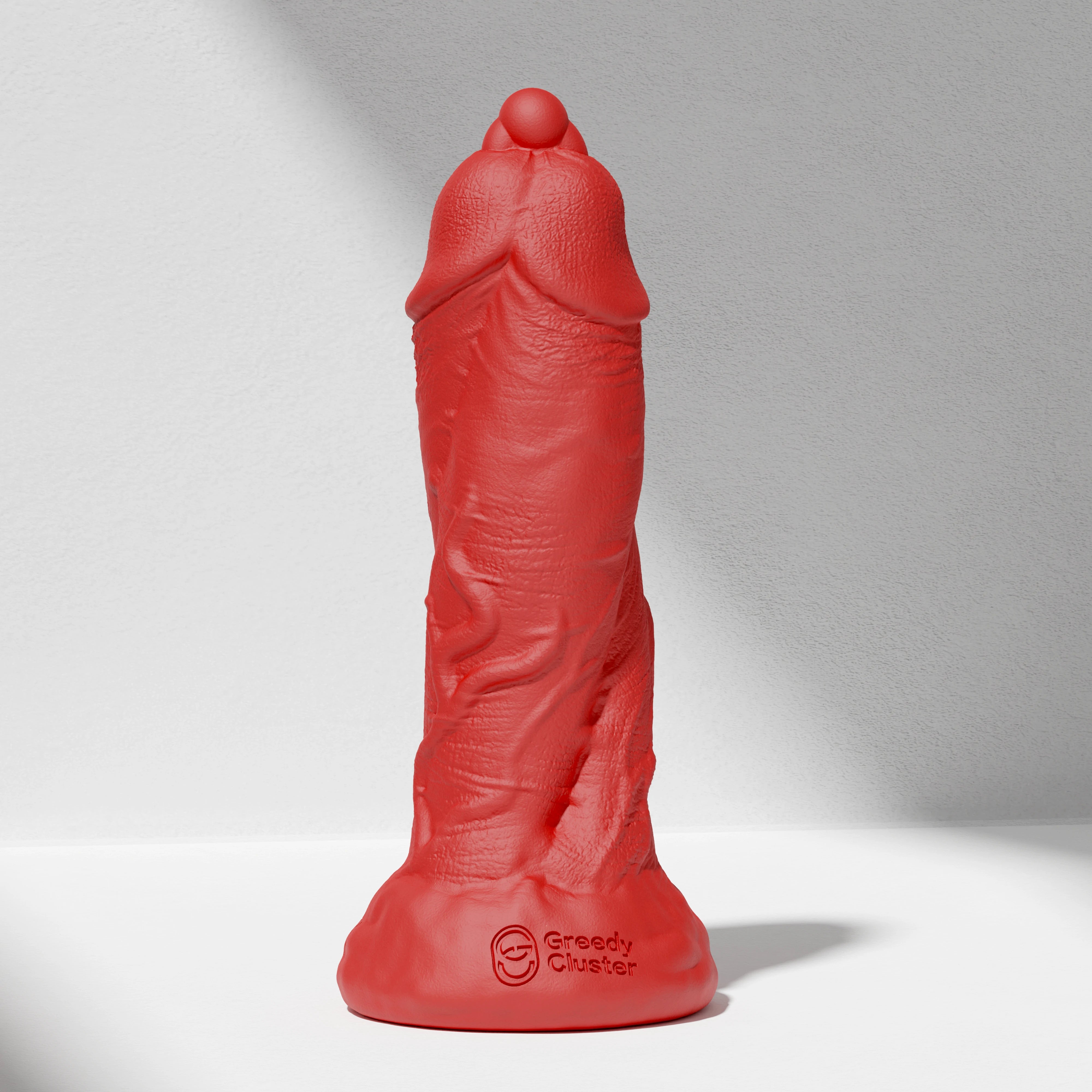 GreedyCluster D.P. DILDO double-ended silicone dildo with PA ring in Scarlett