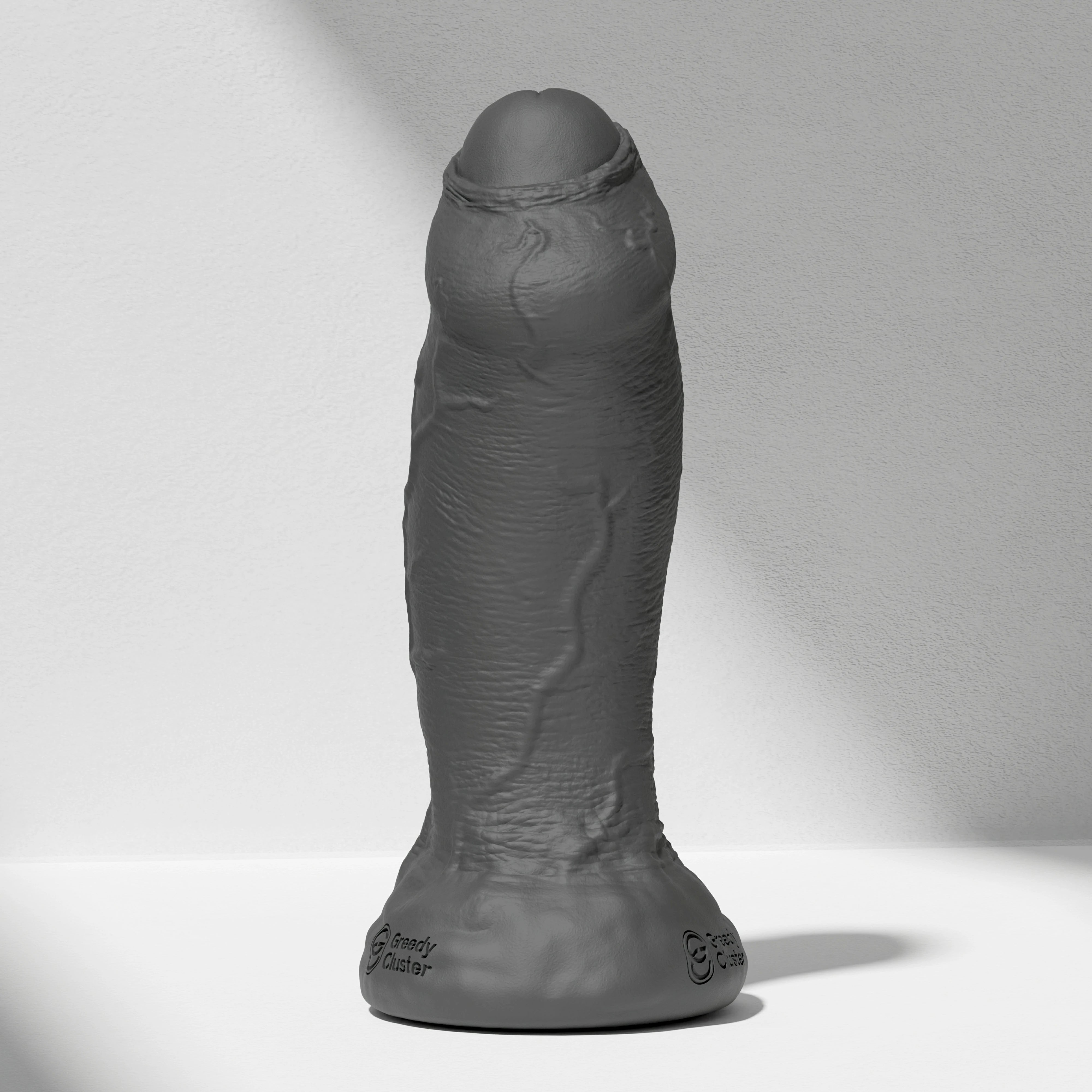 GreedyCluster RAPPER DILDO realistic silicone dildo in Charcoal with textured detail