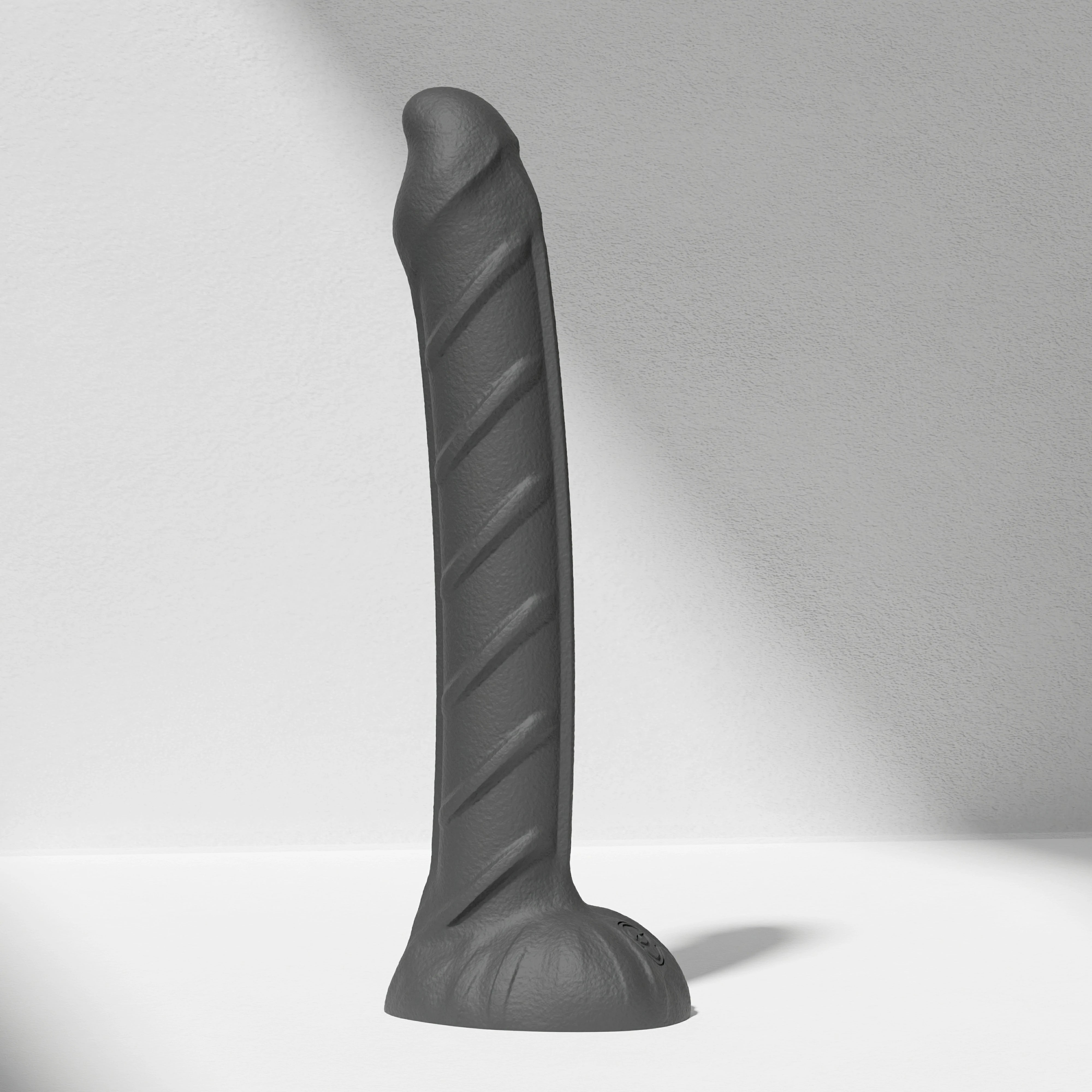 GreedyCluster REBAR DILDO curved steel-wand silicone dildo in Charcoal