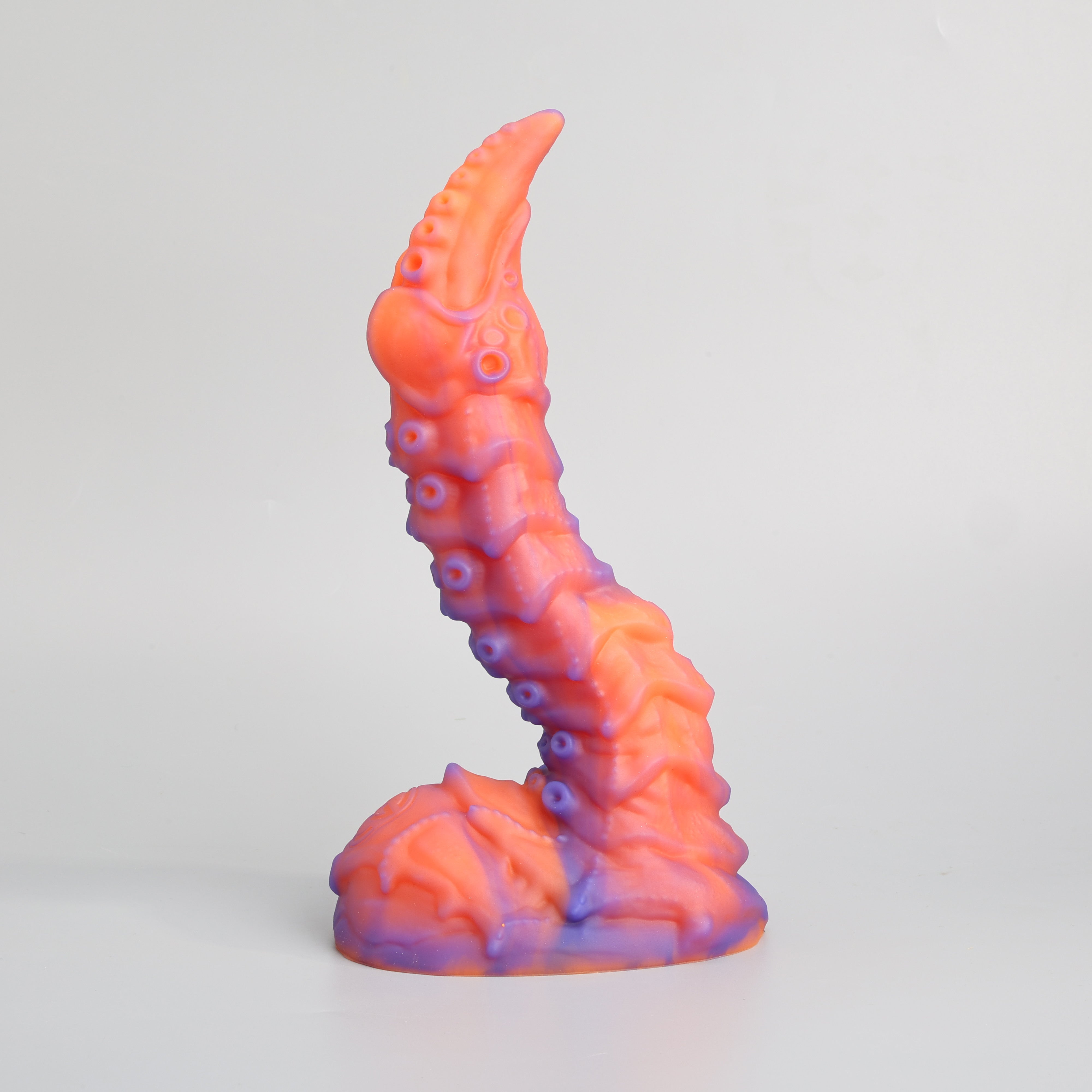 GreedyCluster STINGER biomechanical fantasy silicone dildo, blue and orange design