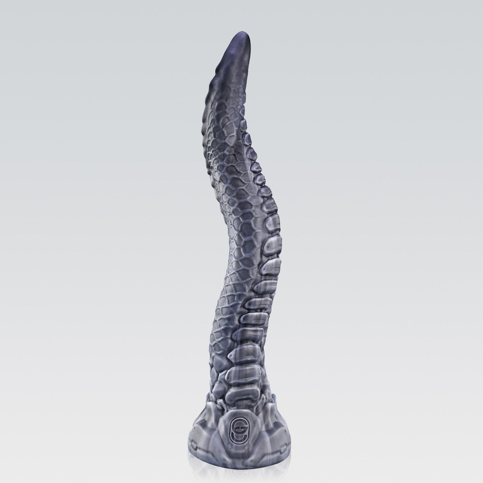 GreedyCluster SYREX dragon-tail silicone dildo, Argent long textured fantasy design