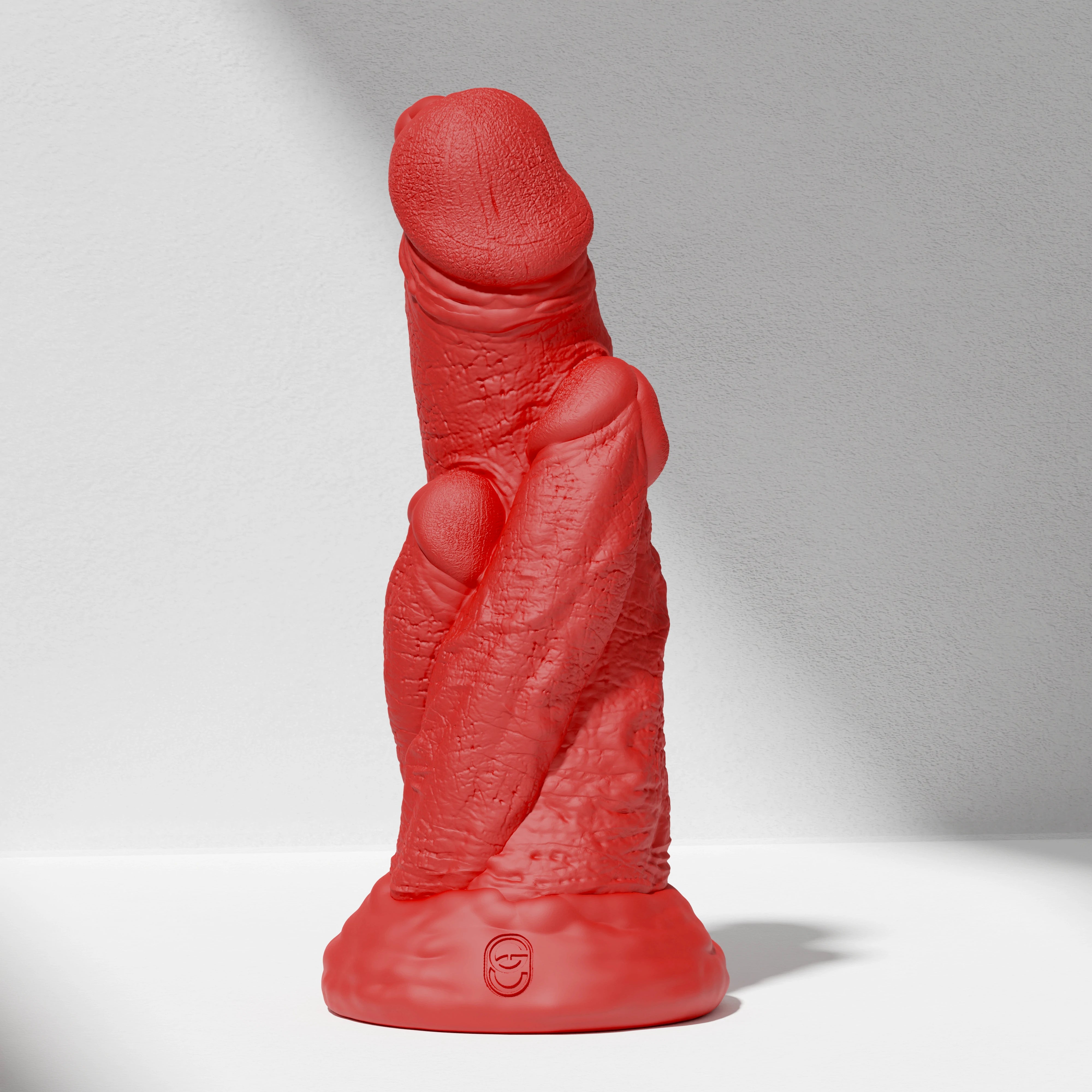GreedyCluster TRIPLE DRAGON DILDO thick fantasy silicone dildo in Scarlett