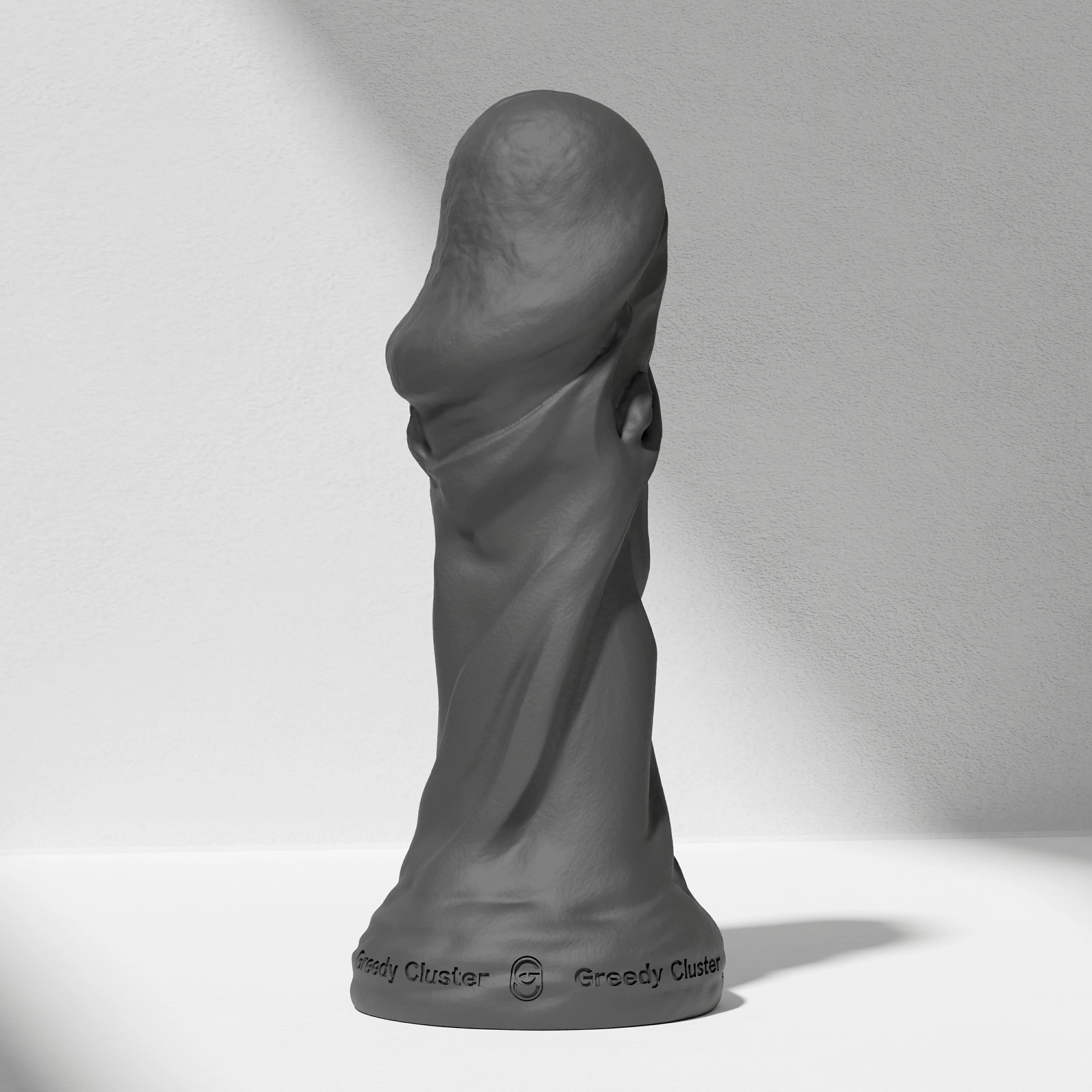GreedyCluster TROPHY DILDO fantasy silicone dildo, Charcoal black sculpted design