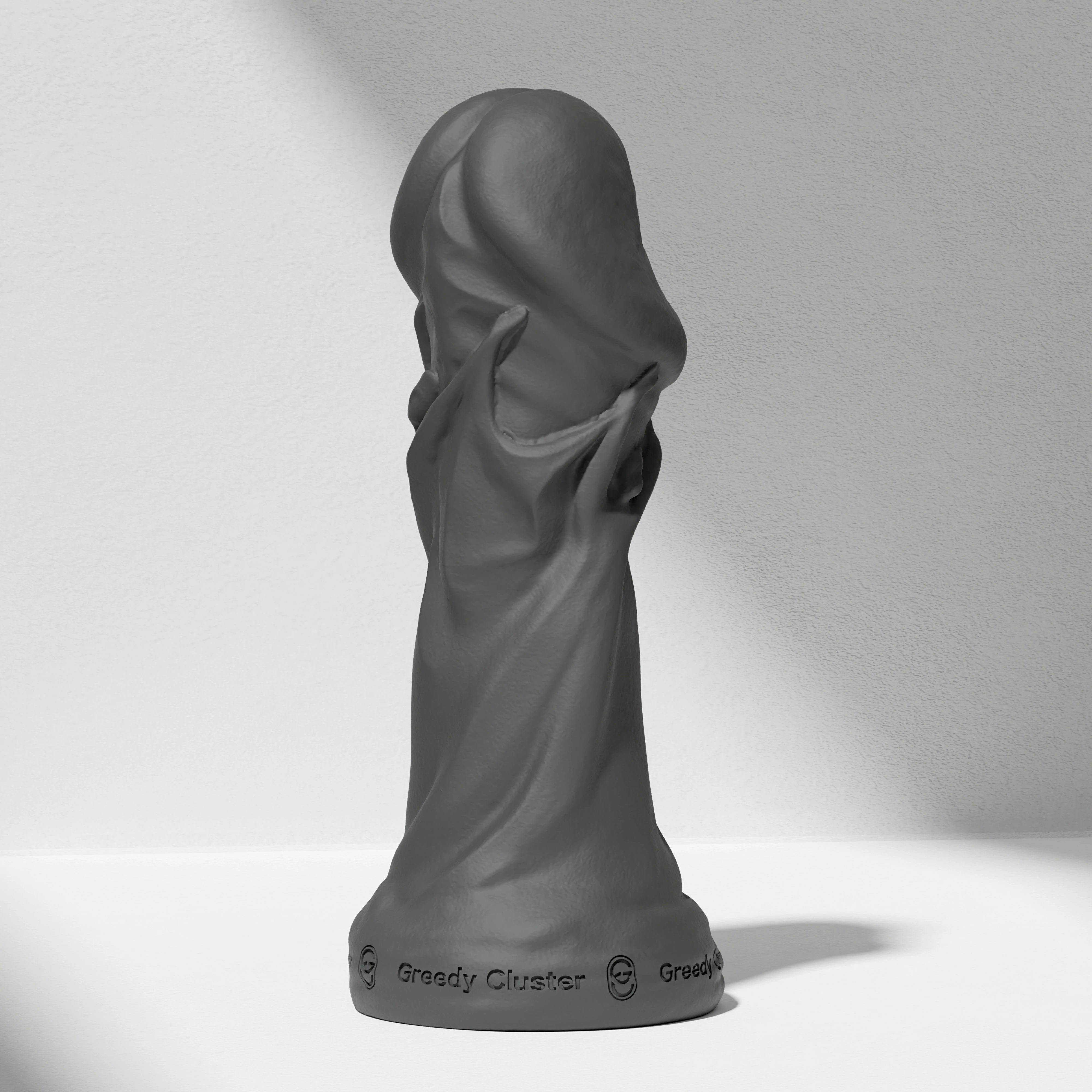 GreedyCluster TROPHY DILDO fantasy silicone dildo, Charcoal black sculpted design