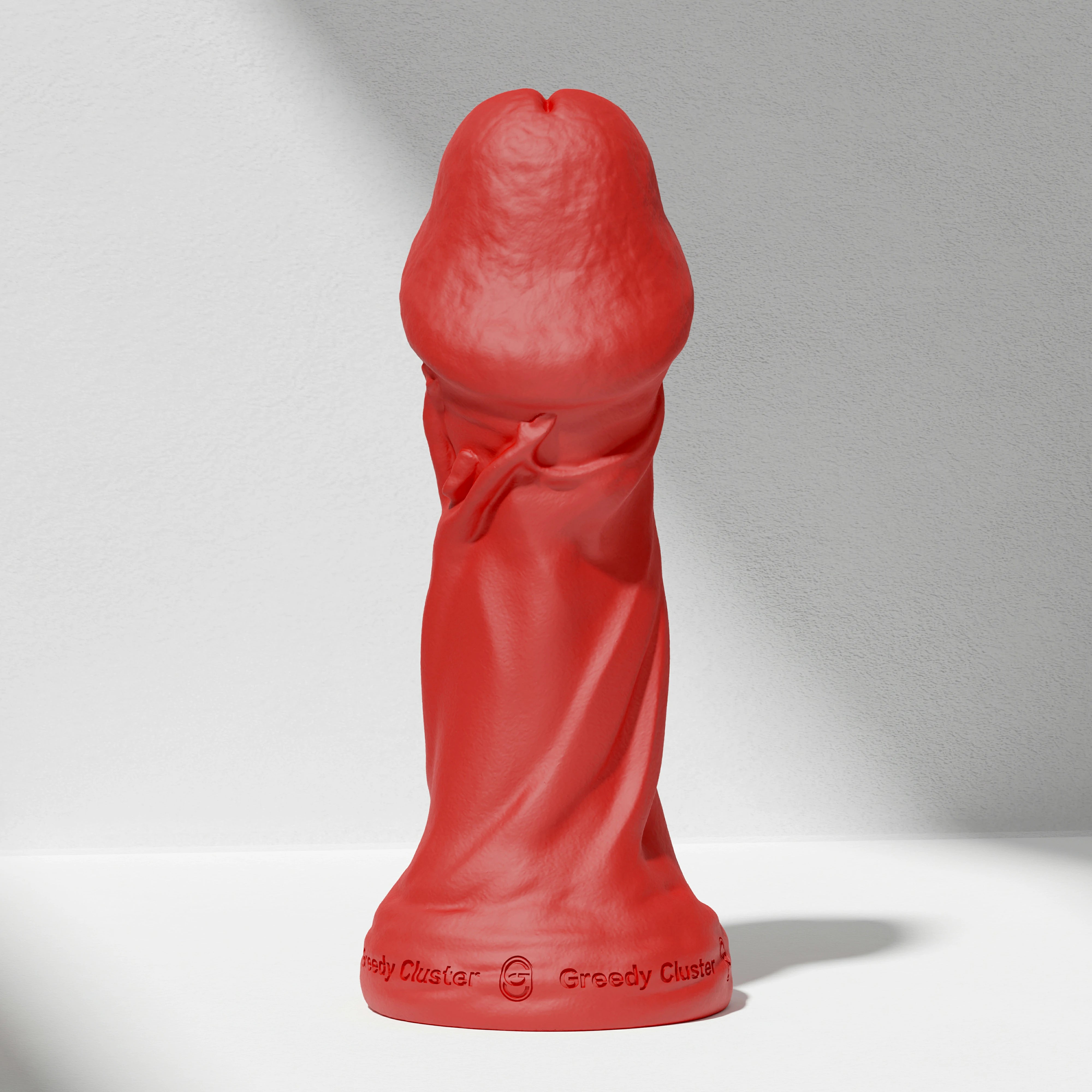GreedyCluster TROPHY DILDO fantasy silicone dildo, Scarlett red sculpted design