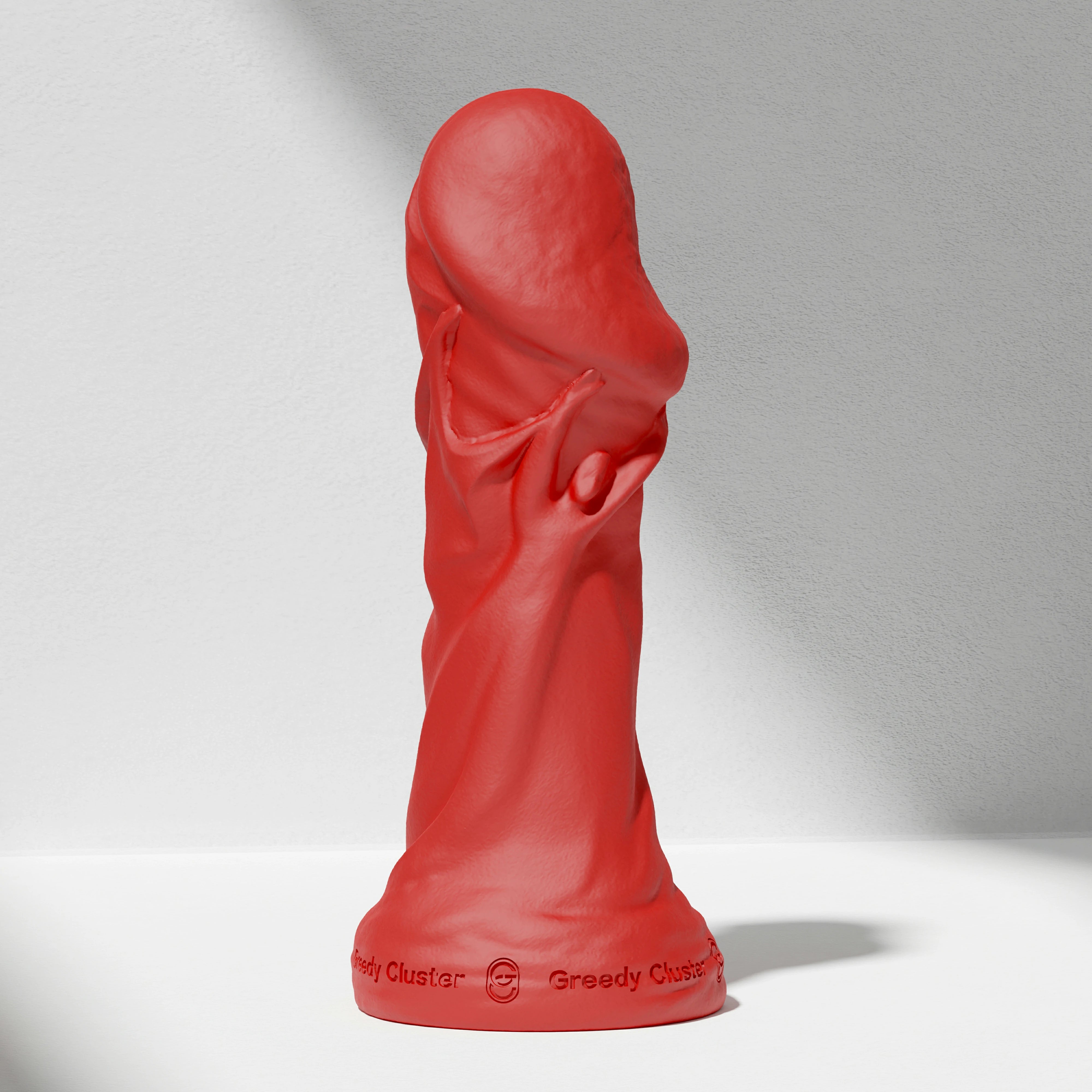 GreedyCluster TROPHY DILDO fantasy silicone dildo, Scarlett red sculpted design