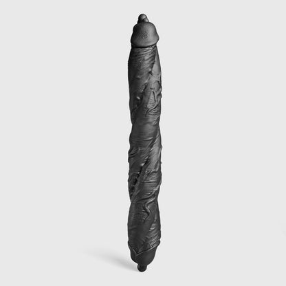 GreedyCluster DP TWIN twin-ended silicone dildo, Charcoal black