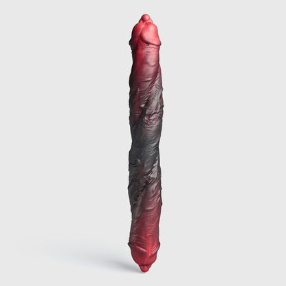 GreedyCluster DP TWIN twin-ended silicone dildo, Lava finish