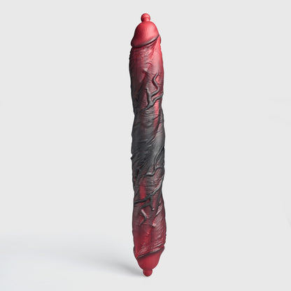 GreedyCluster DP TWIN twin-ended silicone dildo, Lava finish