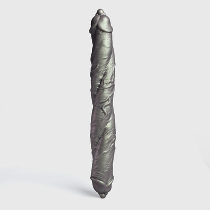 GreedyCluster DP TWIN twin-ended silicone dildo, Rust finish