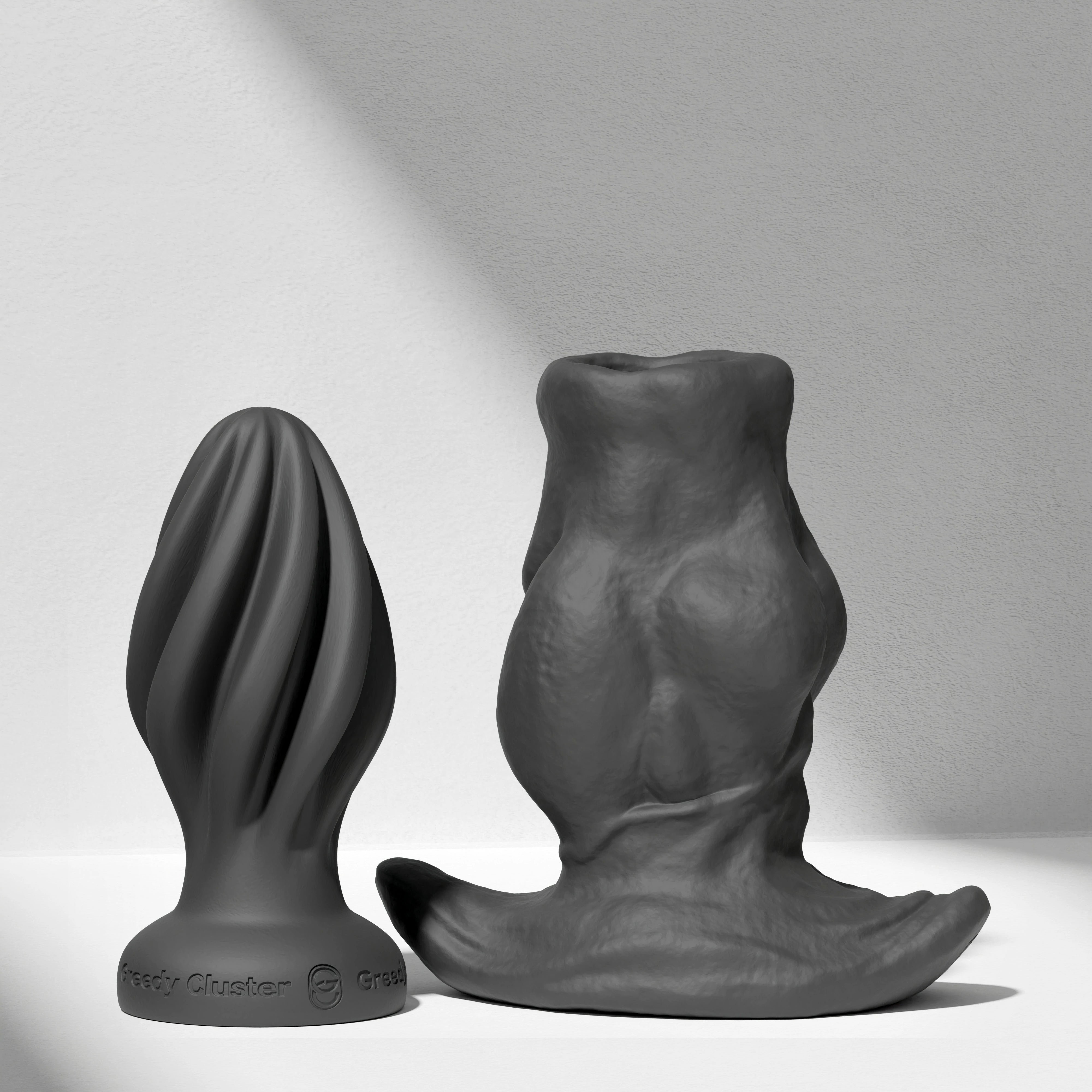 GreedyCluster GREEDYHOLE COMBO SET hollow silicone butt plug set in Charcoal