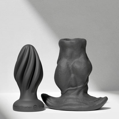 GreedyCluster GREEDYHOLE COMBO SET hollow silicone butt plug set in Charcoal
