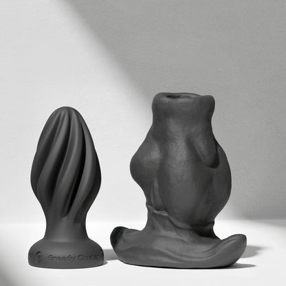 GreedyCluster GREEDYHOLE COMBO SET hollow silicone butt plug set in Charcoal