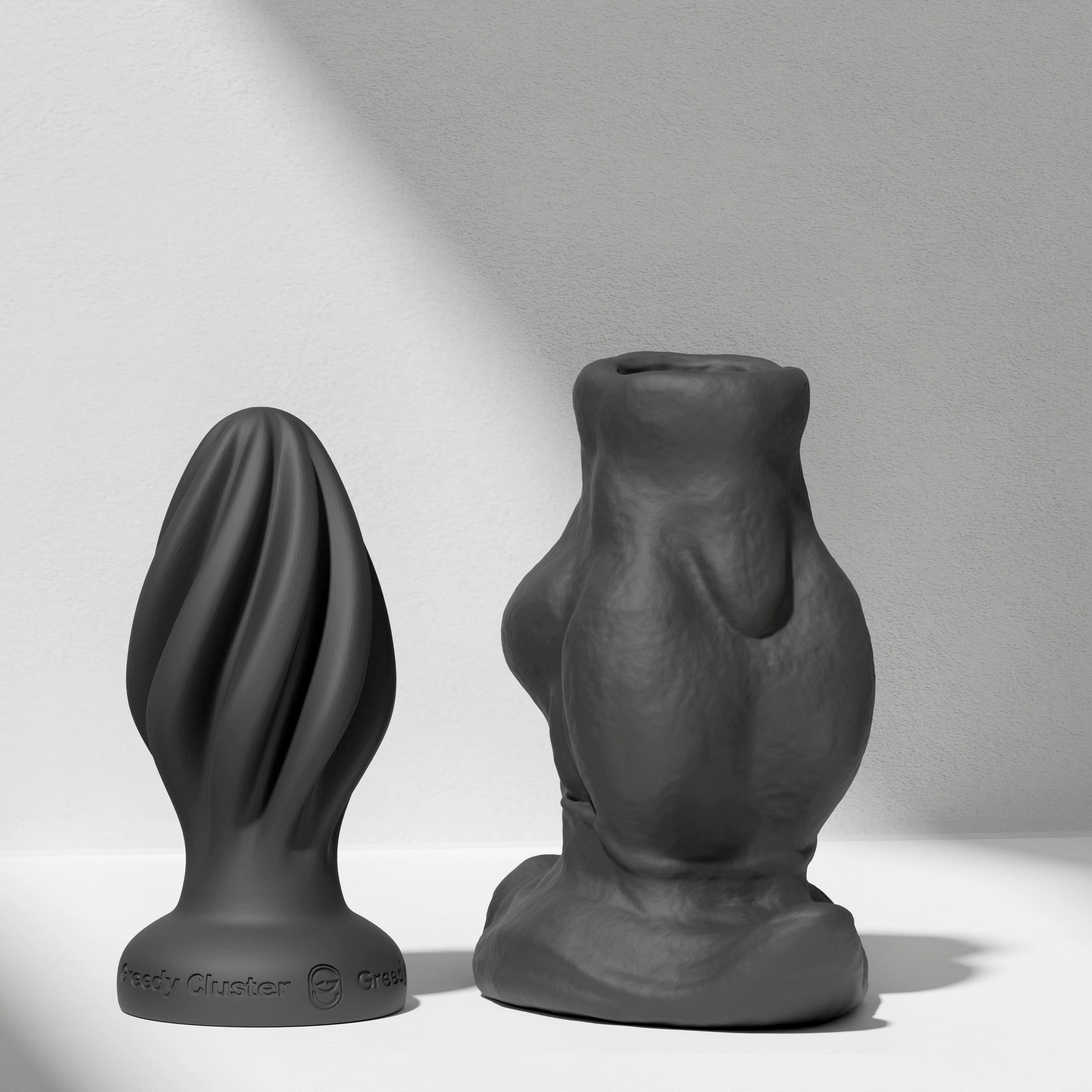 GreedyCluster GREEDYHOLE COMBO SET hollow silicone butt plug set in Charcoal