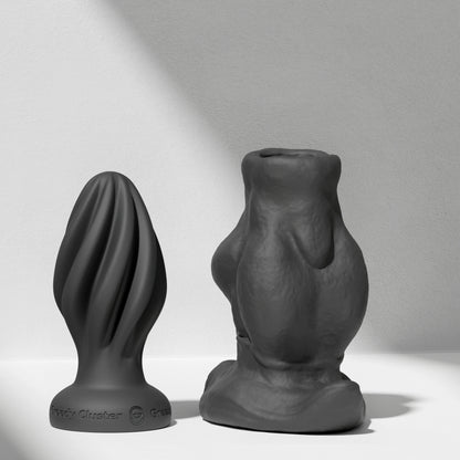 GreedyCluster GREEDYHOLE COMBO SET hollow silicone butt plug set in Charcoal