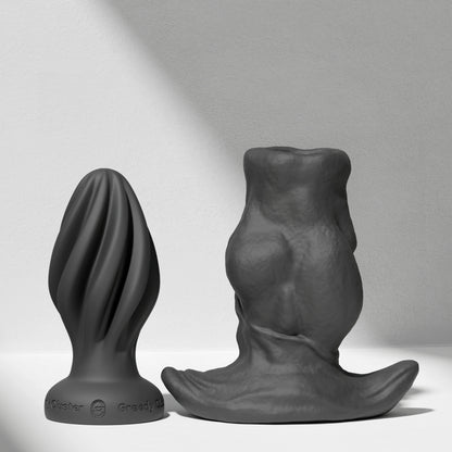GreedyCluster GREEDYHOLE COMBO SET hollow silicone butt plug set in Charcoal