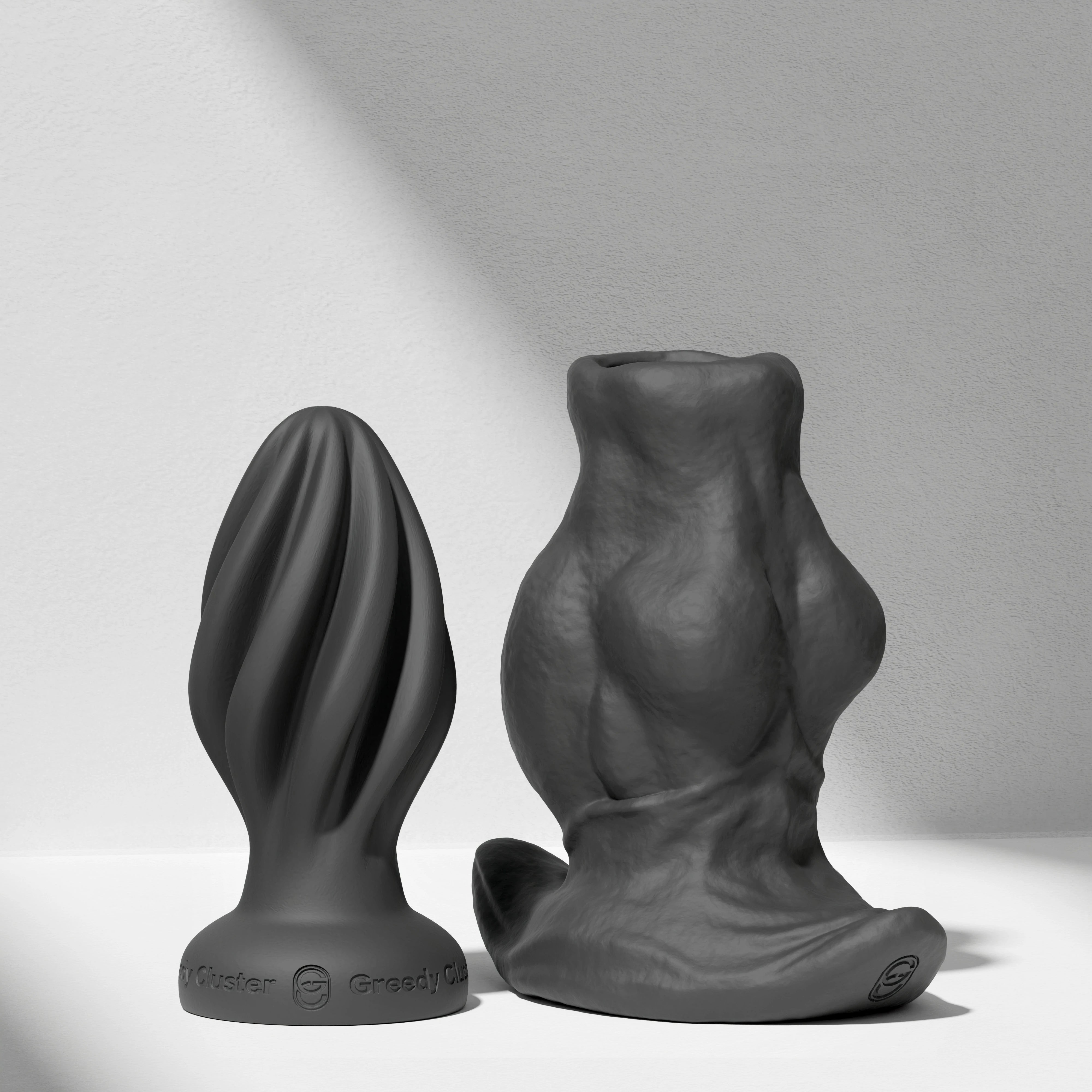 GreedyCluster GREEDYHOLE COMBO SET hollow silicone butt plug set in Charcoal
