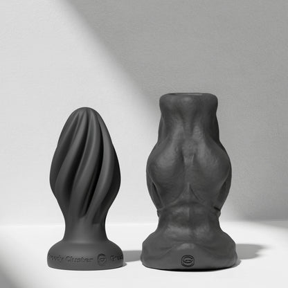 GreedyCluster GREEDYHOLE COMBO SET hollow silicone butt plug set in Charcoal
