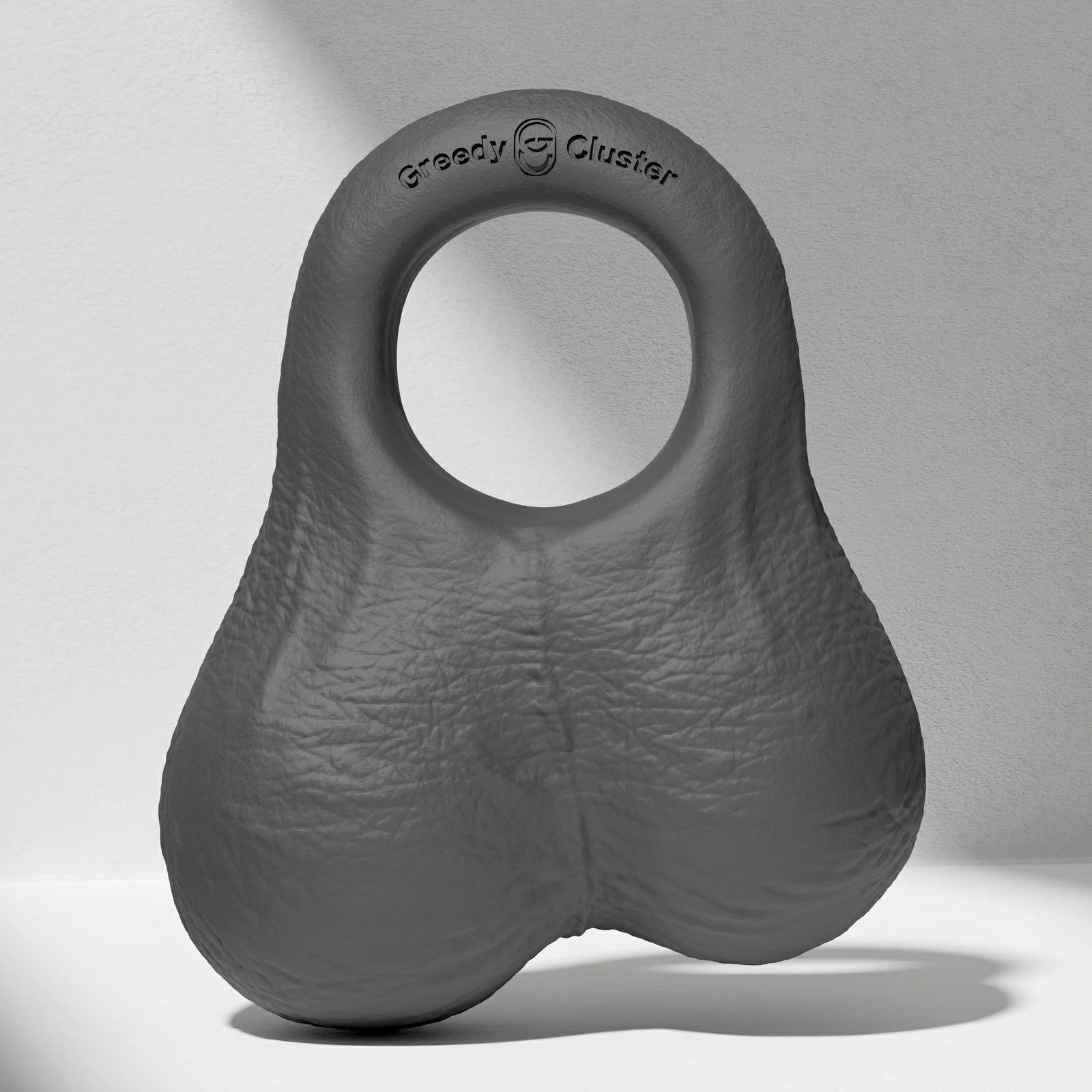 GreedyCluster O-RING 02 platinum silicone cock ring with balls, Charcoal black