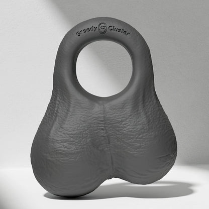 GreedyCluster O-RING 02 platinum silicone cock ring with balls, Charcoal black