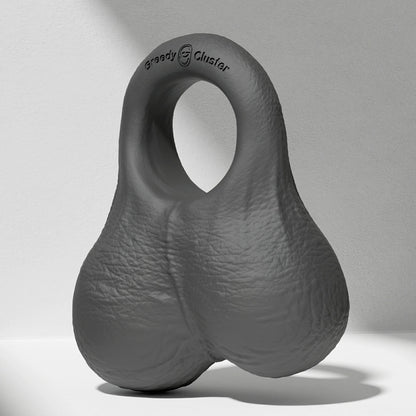 GreedyCluster O-RING 02 platinum silicone cock ring with balls, Charcoal black