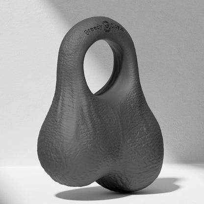GreedyCluster O-RING 02 platinum silicone cock ring with balls, Charcoal black