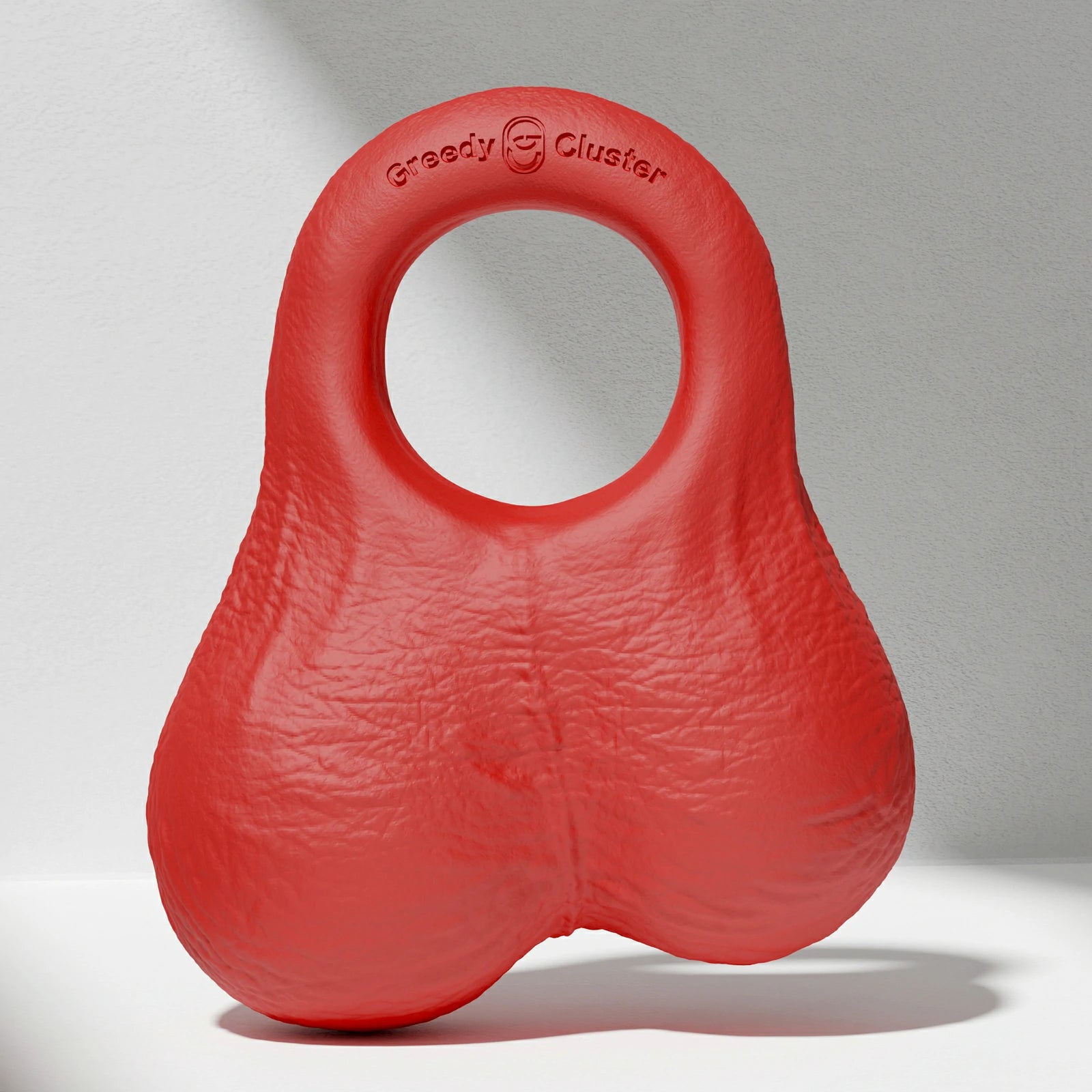 GreedyCluster O-RING 02 platinum silicone cock ring with balls, Scarlett red