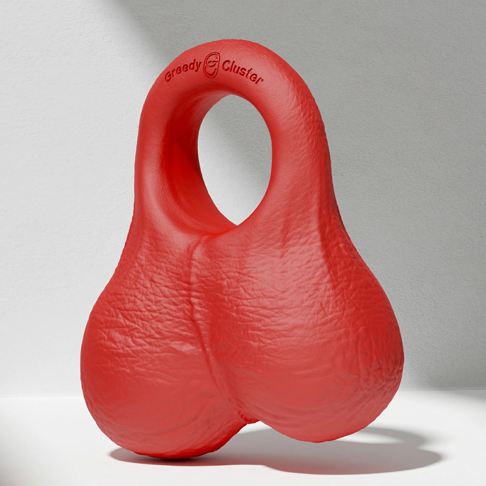 GreedyCluster O-RING 02 platinum silicone cock ring with balls, Scarlett red