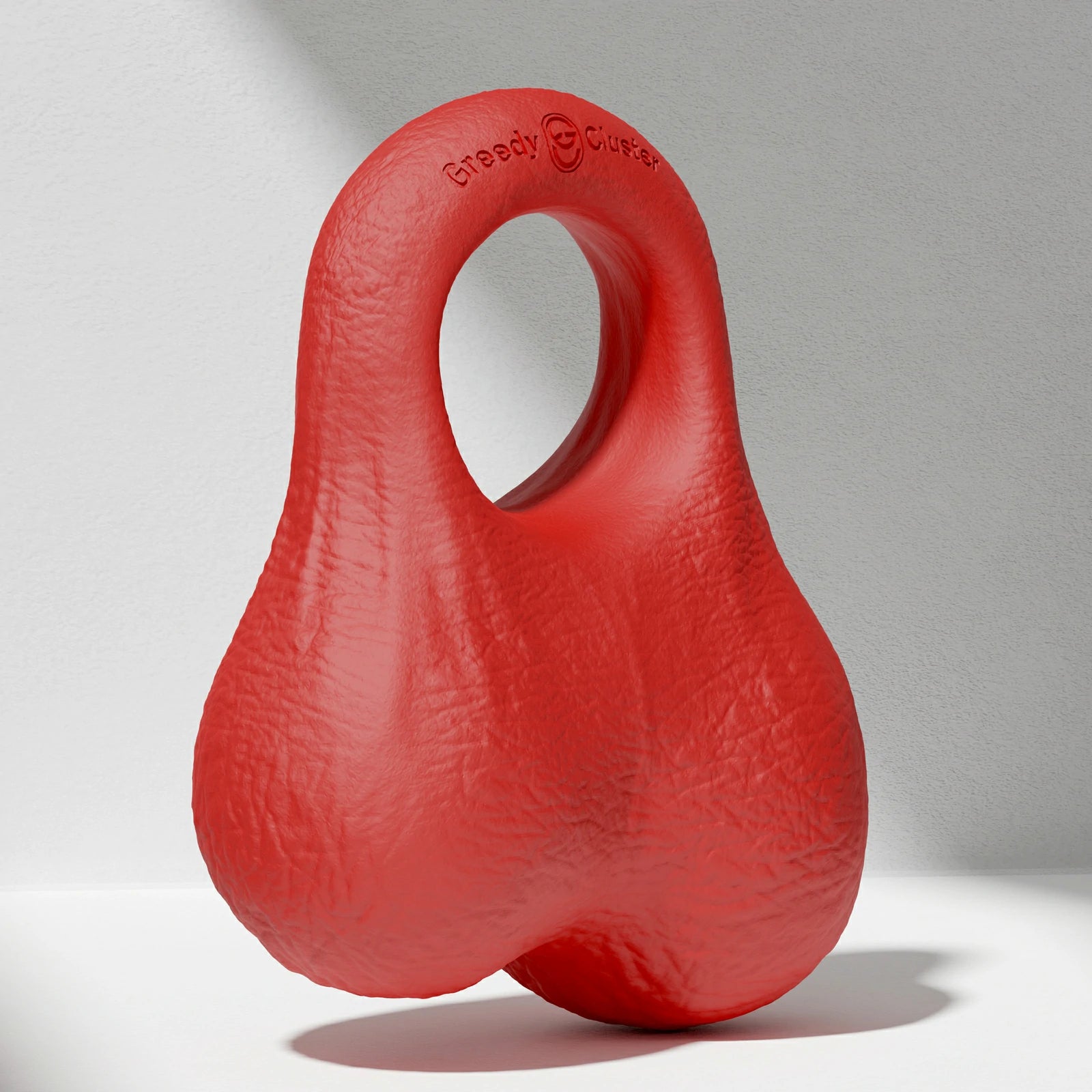 GreedyCluster O-RING 02 platinum silicone cock ring with balls, Scarlett red
