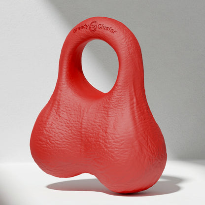 GreedyCluster O-RING 02 platinum silicone cock ring with balls, Scarlett red