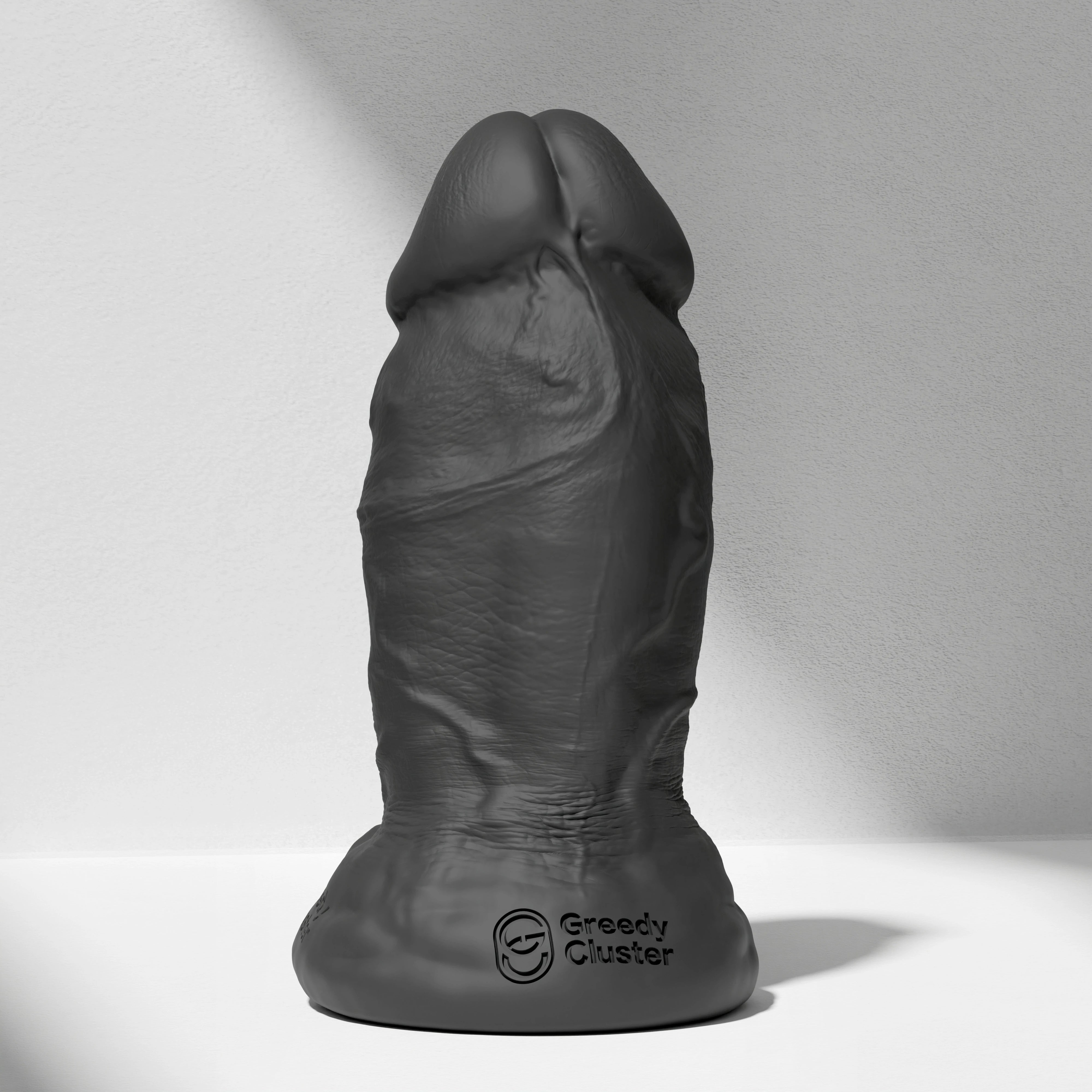 GreedyCluster PHAT thick silicone dildo for anal width training in Charcoal