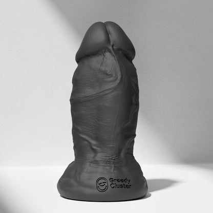 GreedyCluster PHAT thick silicone dildo for anal width training in Charcoal