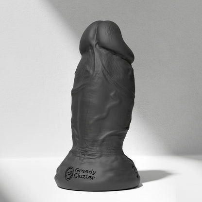 GreedyCluster PHAT thick silicone dildo for anal width training in Charcoal
