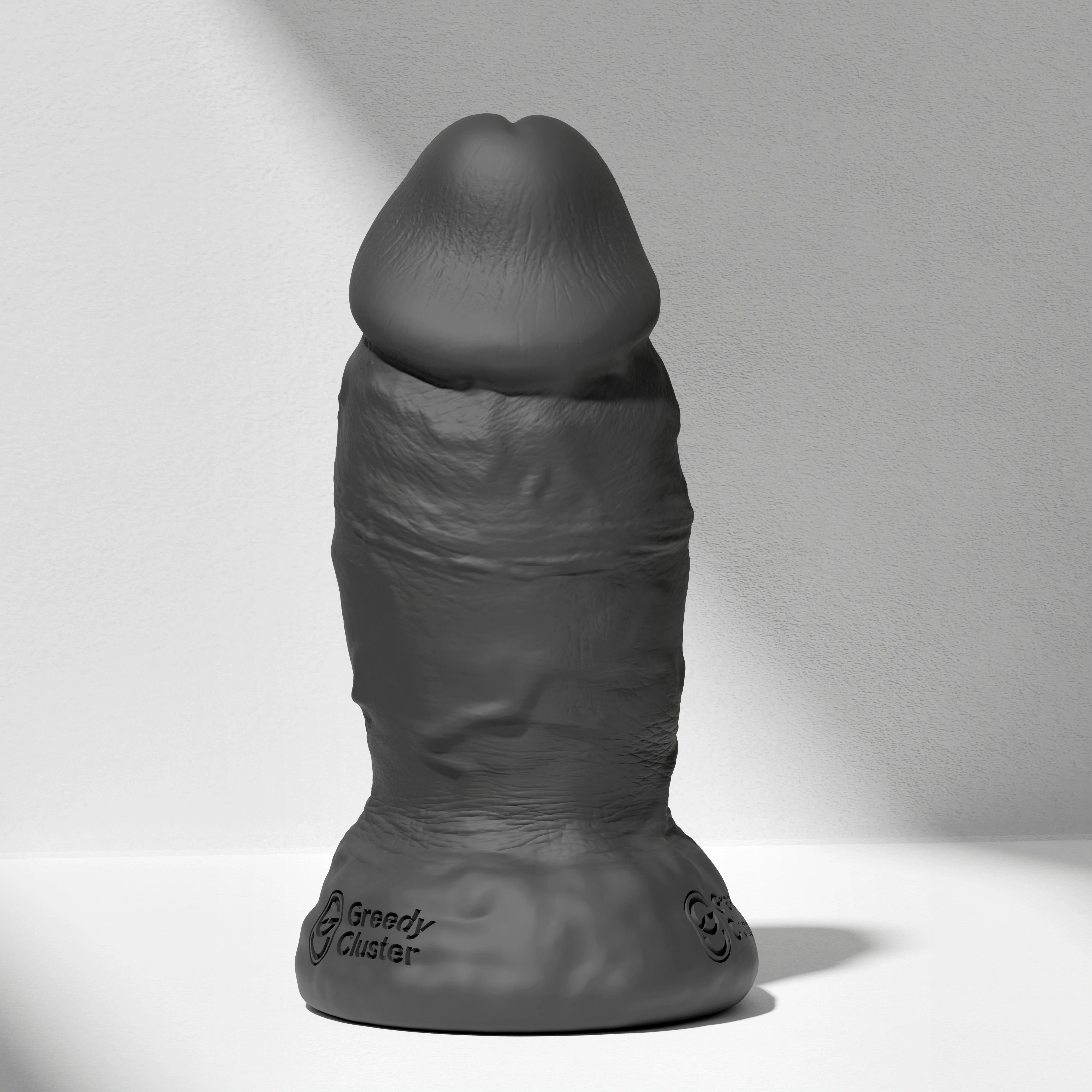 GreedyCluster PHAT thick silicone dildo for anal width training in Charcoal
