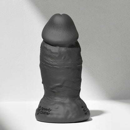 GreedyCluster PHAT thick silicone dildo for anal width training in Charcoal