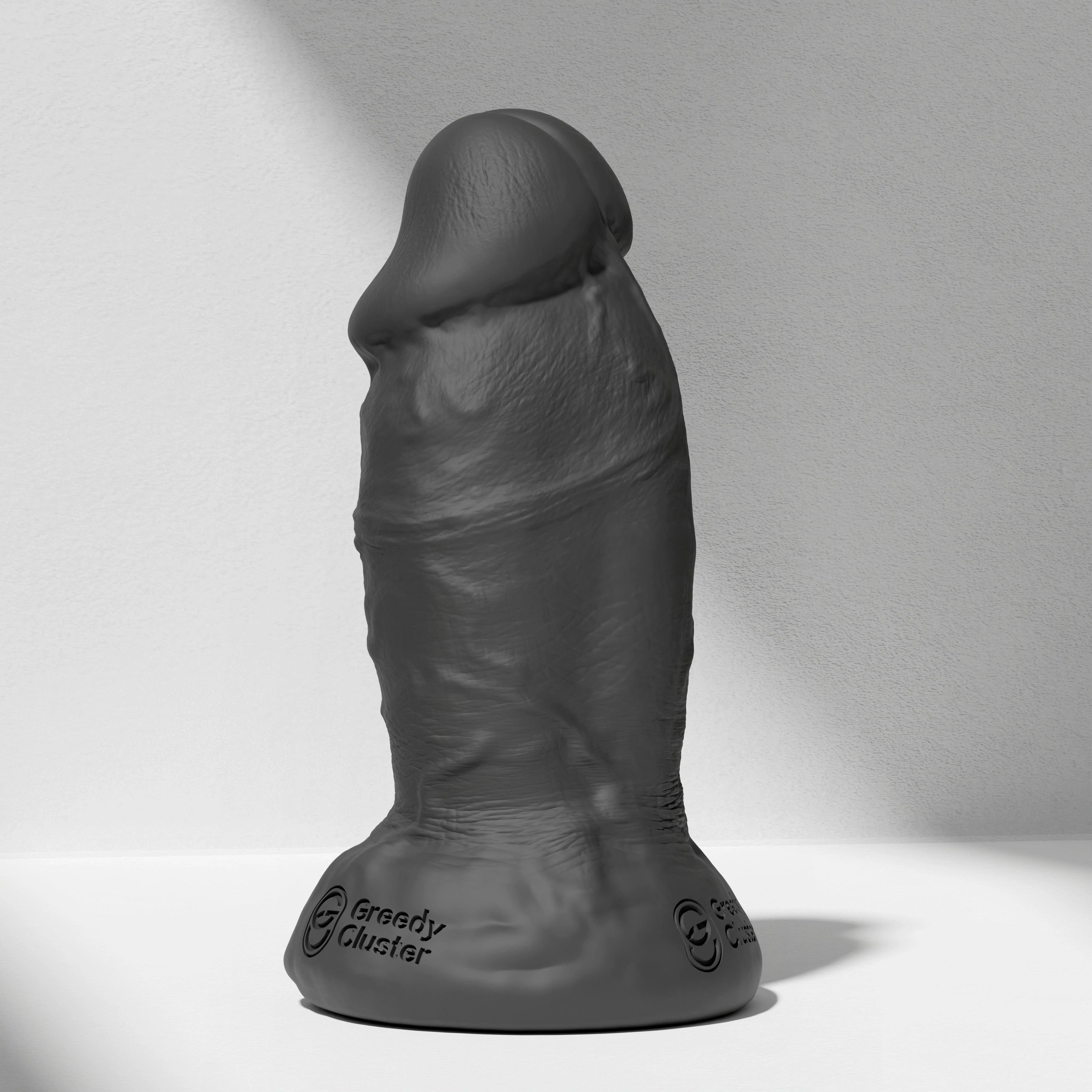 GreedyCluster PHAT thick silicone dildo for anal width training in Charcoal