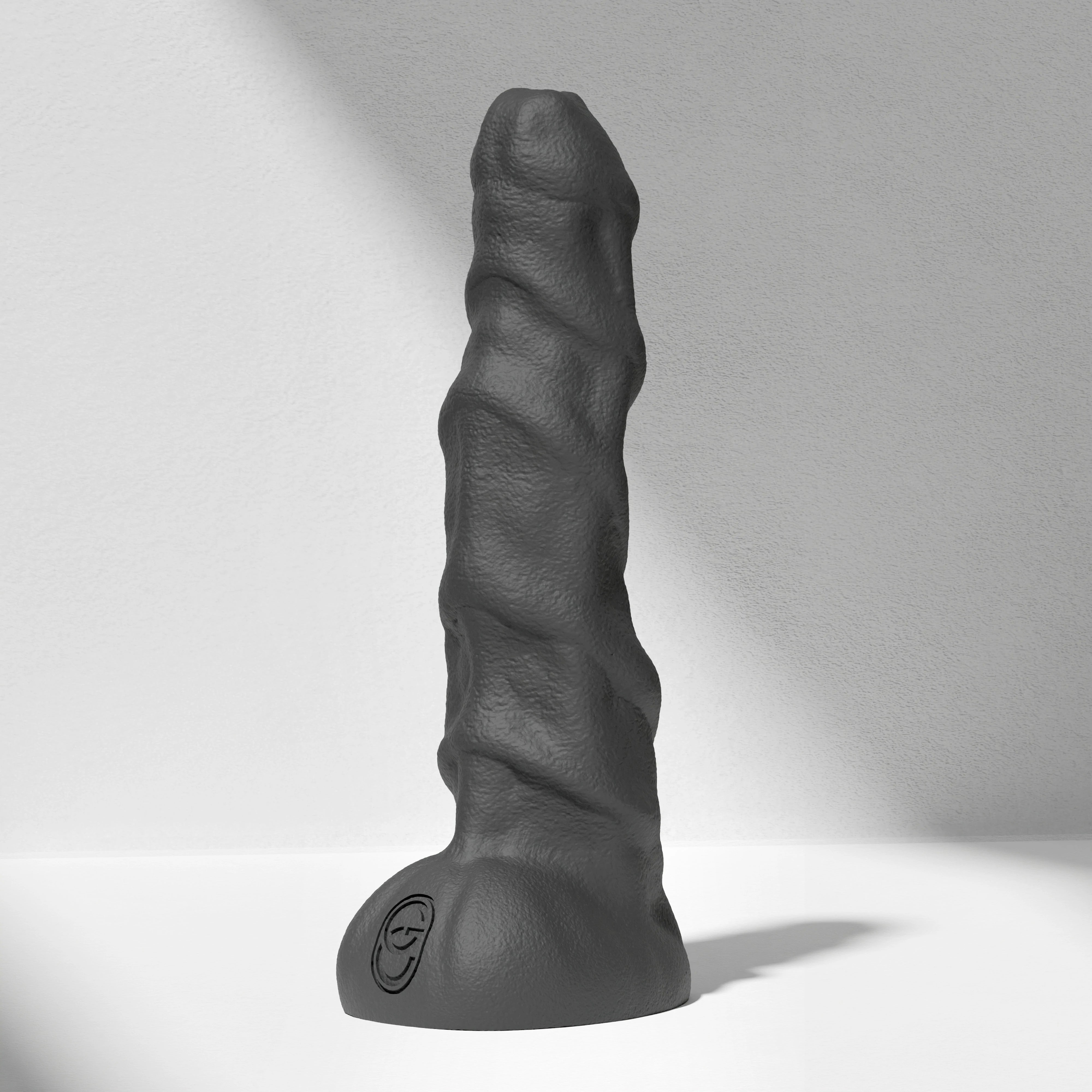 GreedyCluster RAM huge ridged alien silicone dildo in Charcoal