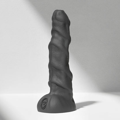 GreedyCluster RAM huge ridged alien silicone dildo in Charcoal